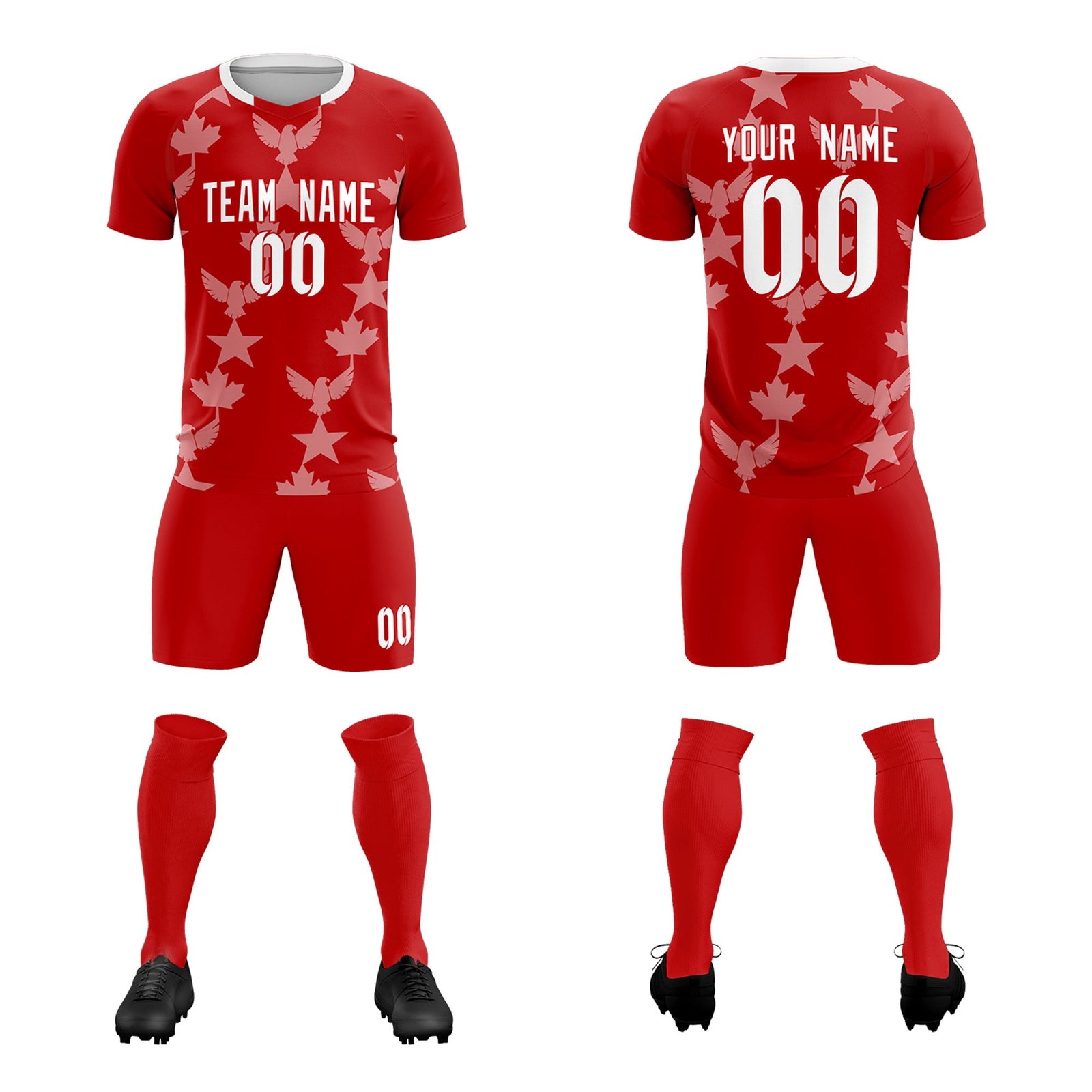 Custom Red World Cup Inspired Breathable&Quick-Drying Training Uniform Graffiti Pattern Soccer Sets Jersey