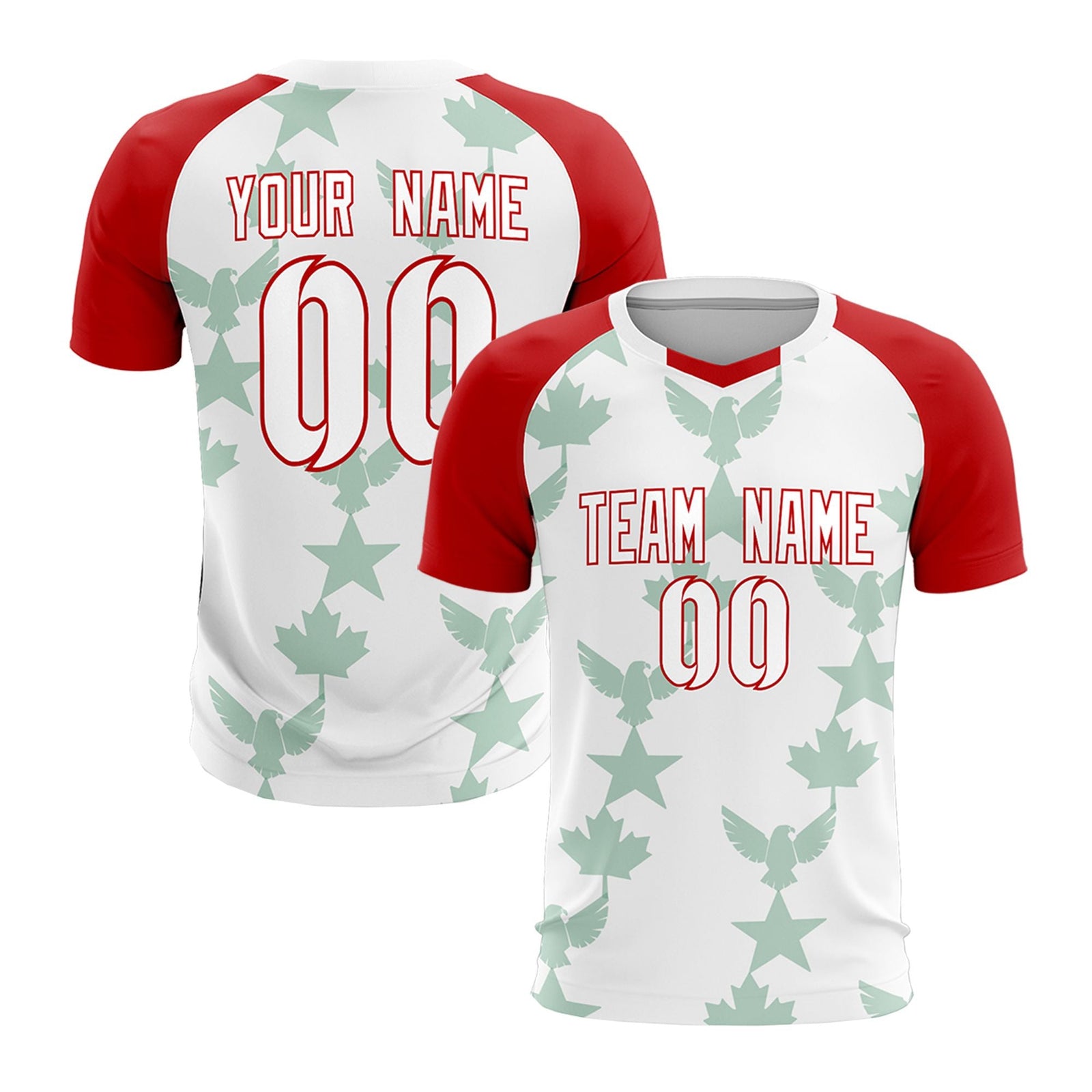 Custom Red White World Cup Inspired Lightweight&Drapable Training Uniform Raglan Sleeve Soccer Sets Jersey
