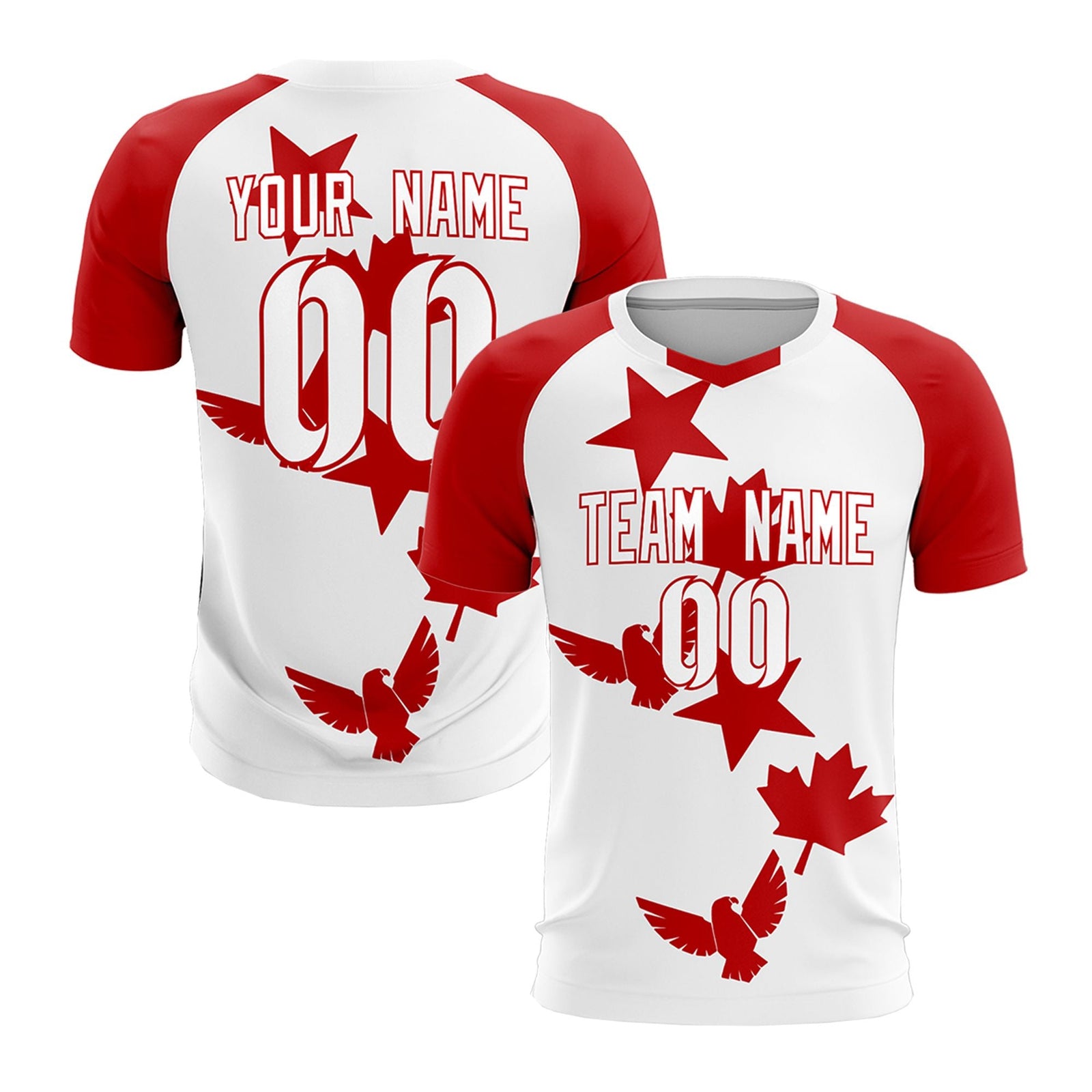 Custom Red White World Cup Inspired Lightweight&Drapable Training Uniform Raglan Sleeve Soccer Sets Jersey