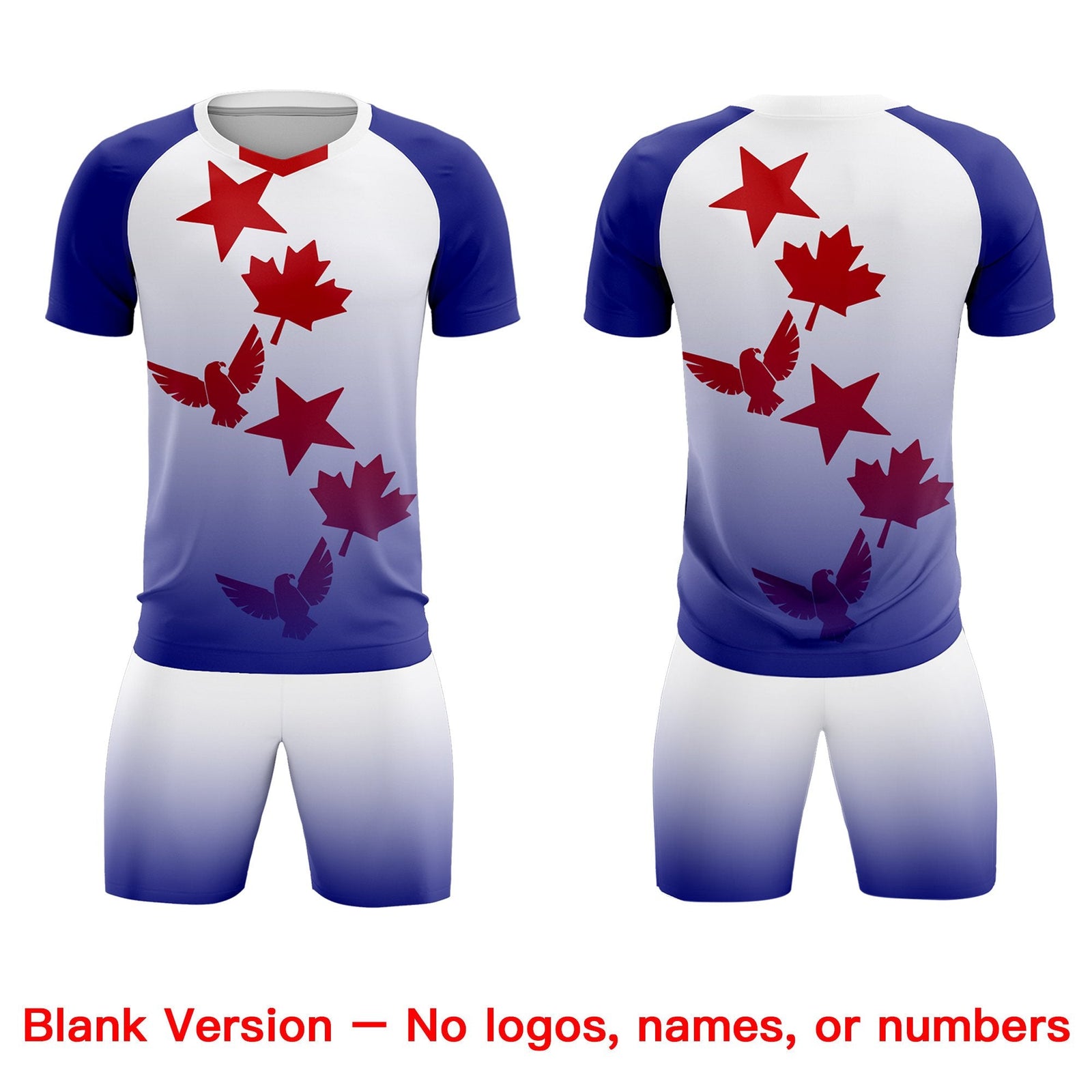 Custom Royal White World Cup Inspired Lightweight&Drapable Training Uniform Gradient Fashion Soccer Sets Jersey