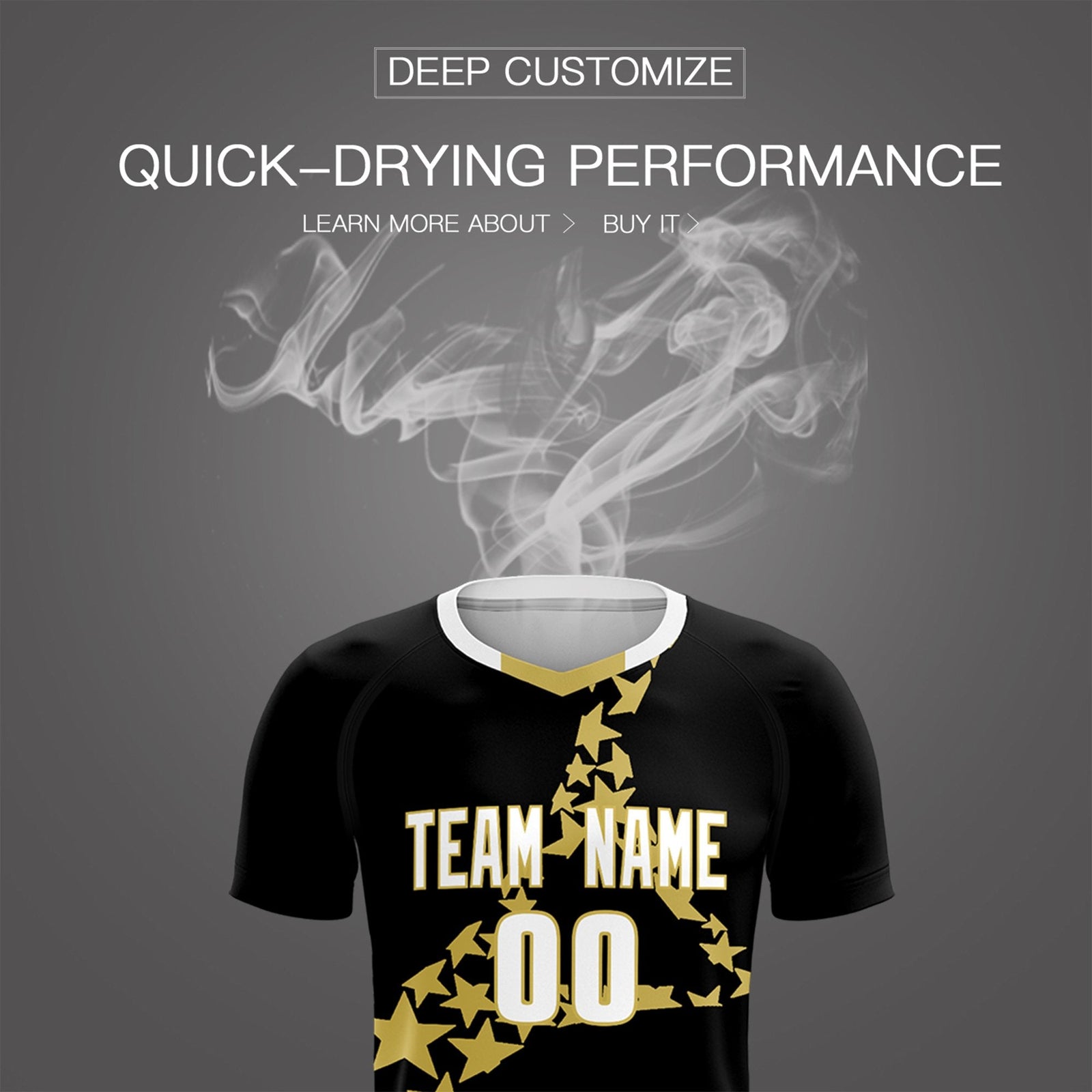 Custom Black Old Gold America Star World Cup Inspired Lightweight Graffiti Pattern Soccer Sets Jersey