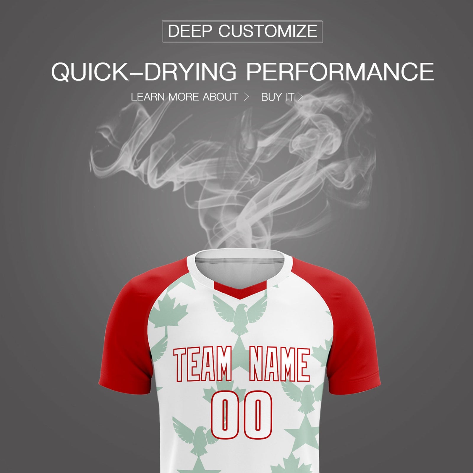Custom Red White World Cup Inspired Lightweight&Drapable Training Uniform Raglan Sleeve Soccer Sets Jersey