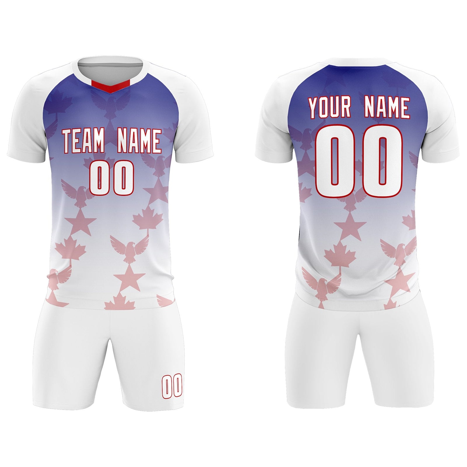 Custom White Royal World Cup Inspired Lightweight&Drapable Training Uniform Gradient Fashion Soccer Sets Jersey