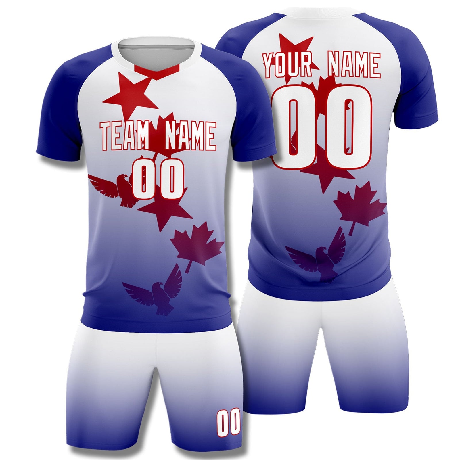 Custom Royal White World Cup Inspired Lightweight&Drapable Training Uniform Gradient Fashion Soccer Sets Jersey