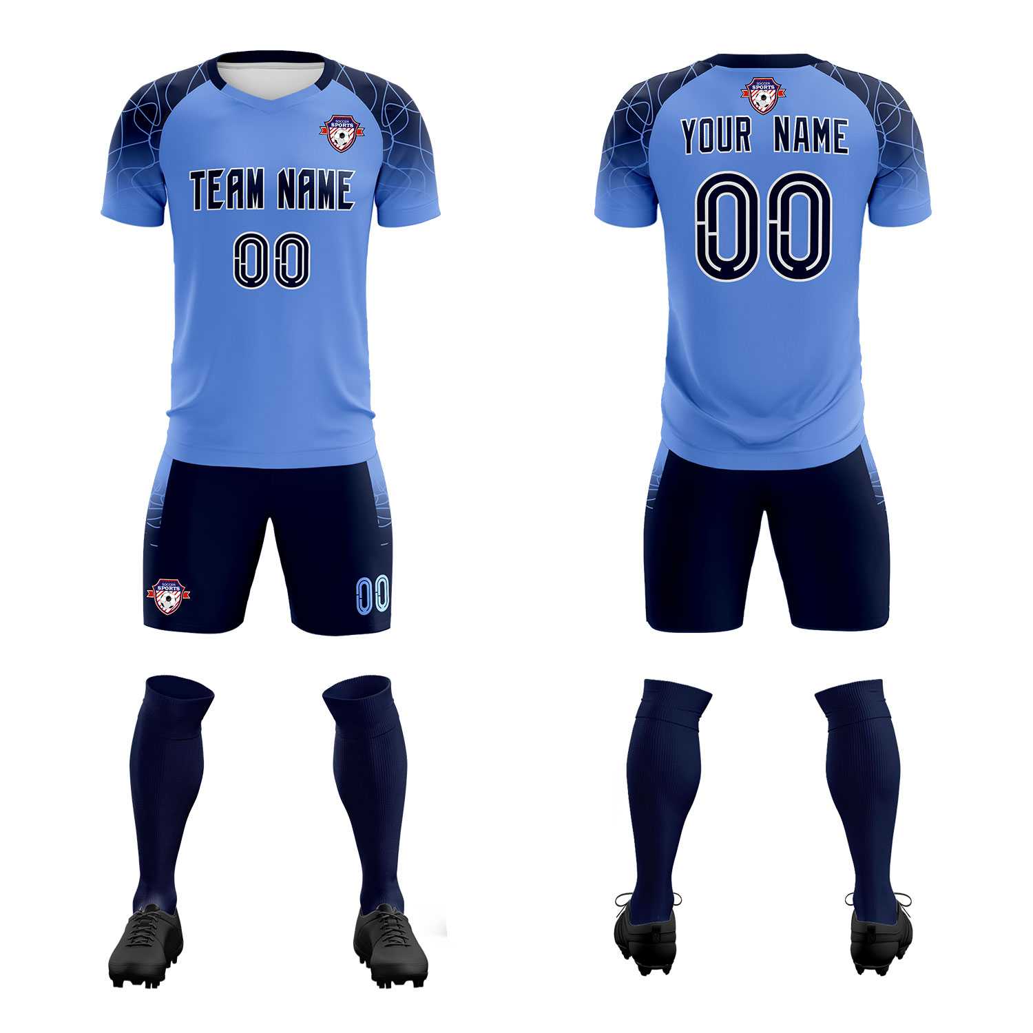 Custom Light Blue Classic Soccer Training Sets Jersey For Adults/Kids