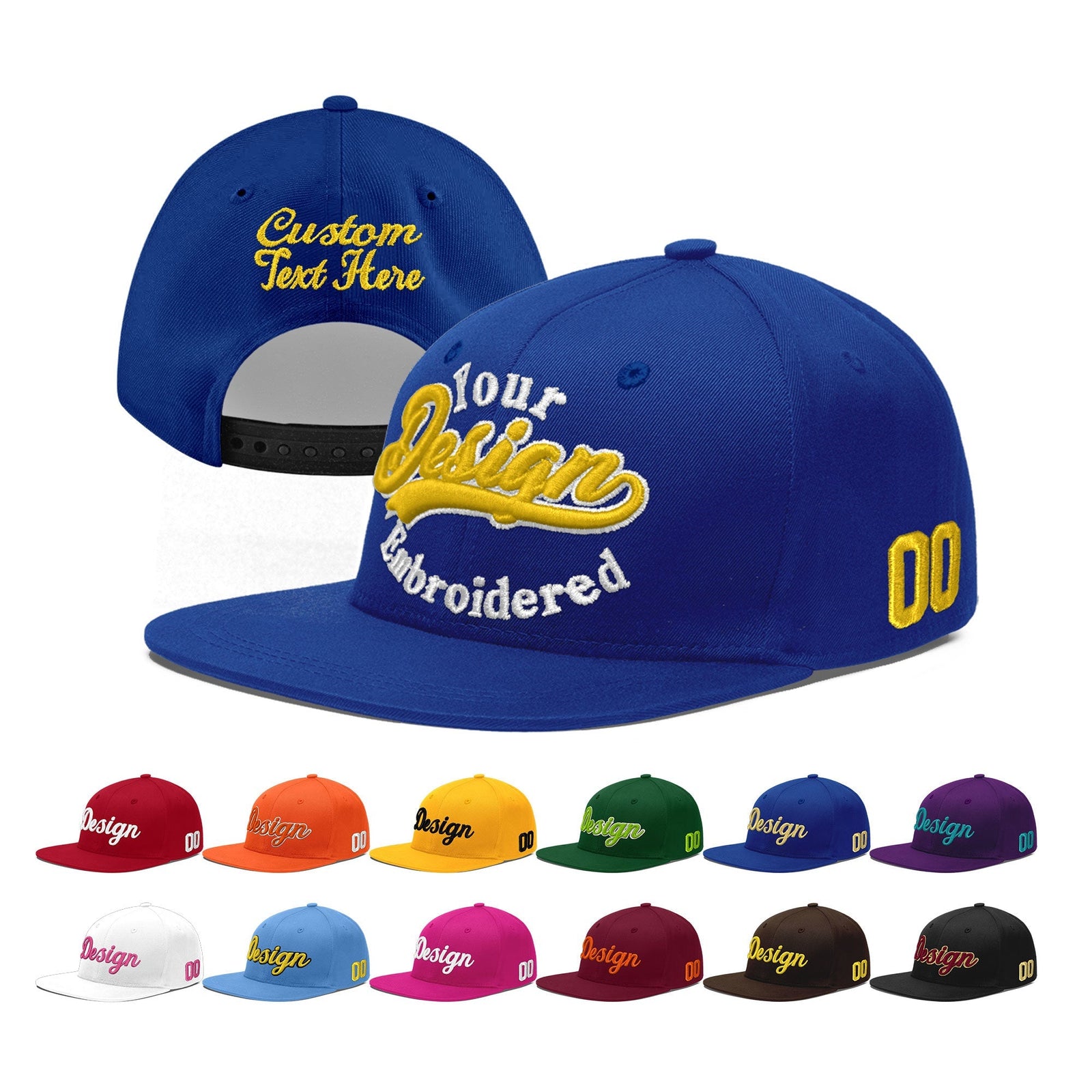 Custom Royal 3D Puff Embroidery Flat Embroidery Casual Sport Baseball Cap