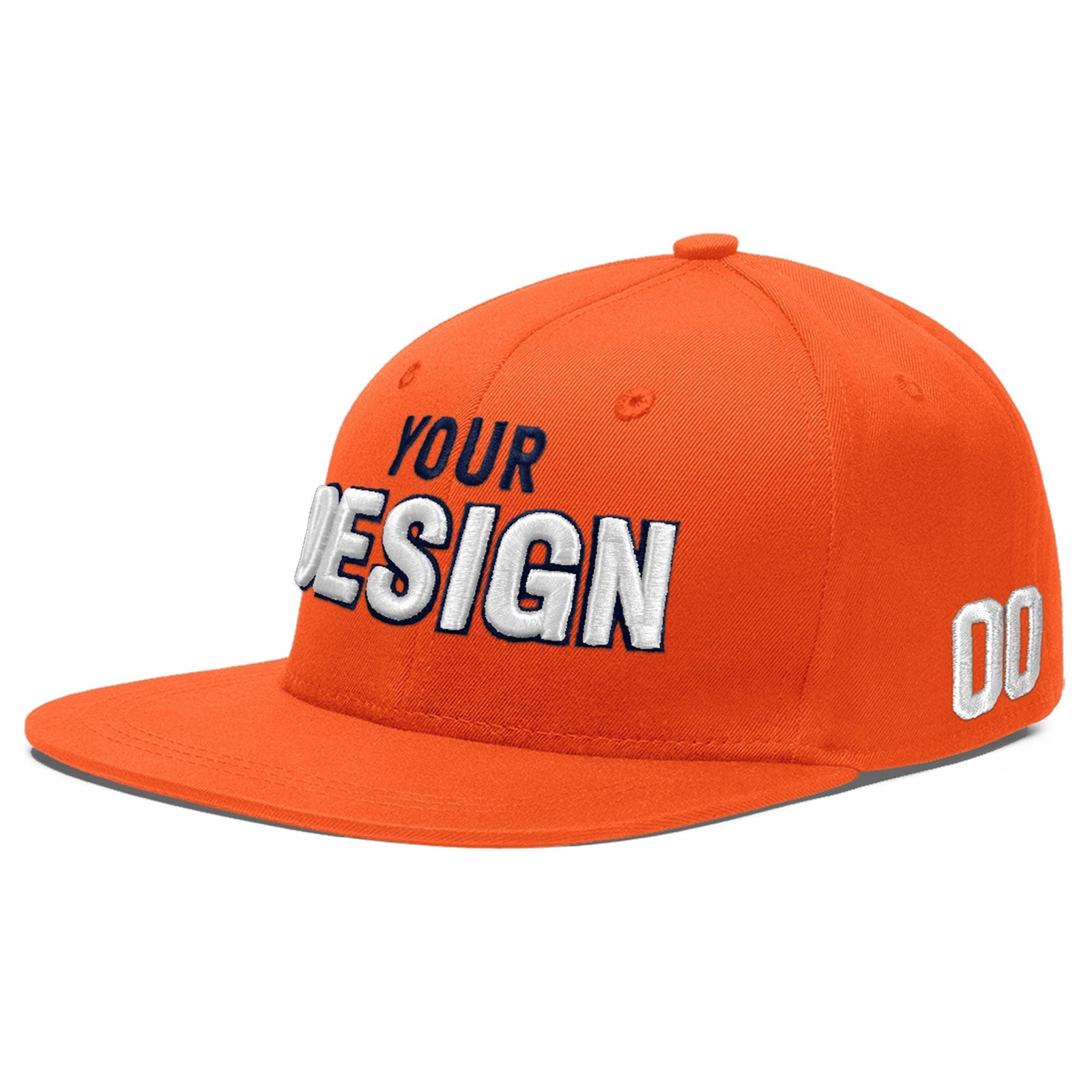 Custom Orange 3D Puff Embroidery Flat Embroidery Casual Sport Baseball Cap