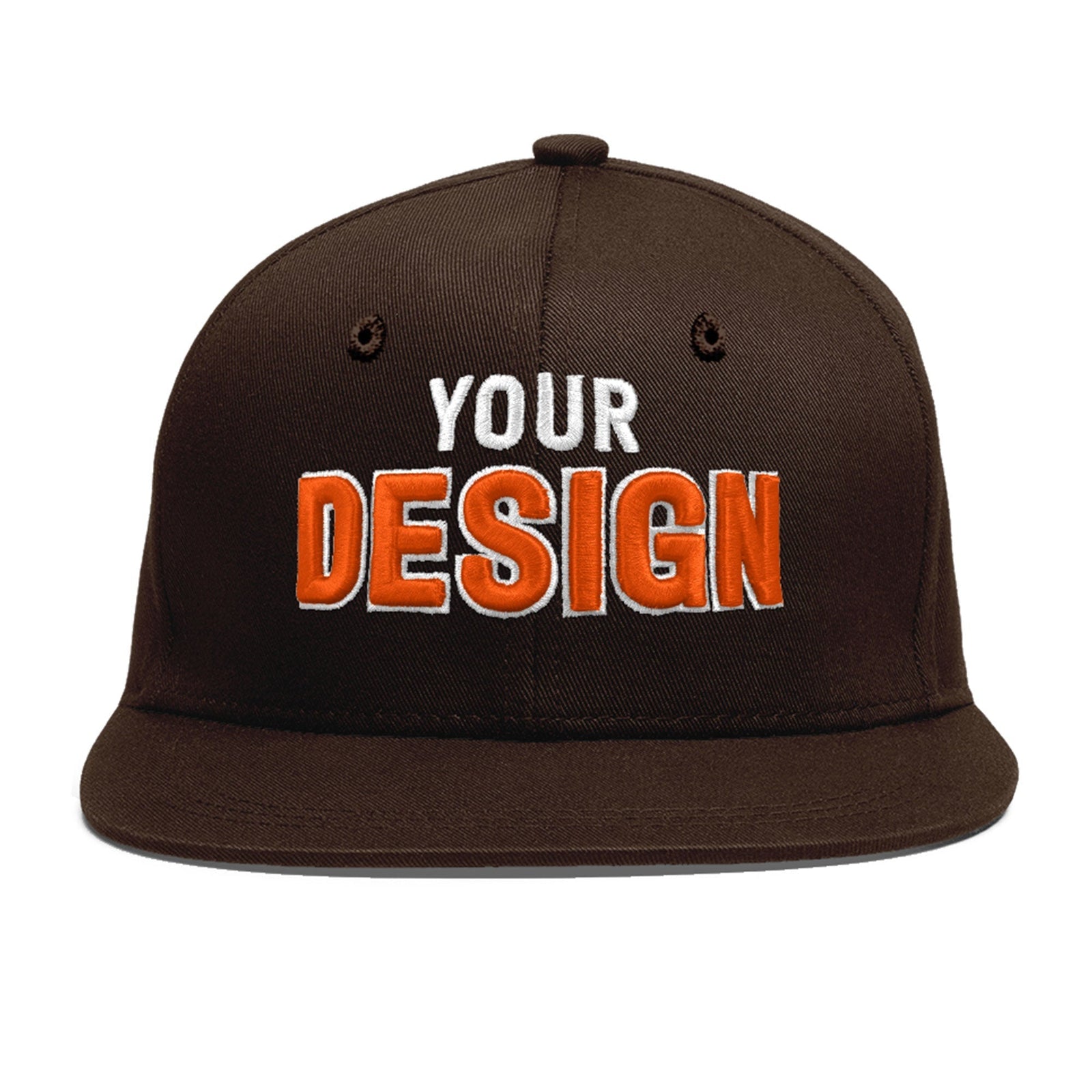 Custom Brown 3D Puff Embroidery Flat Embroidery Casual Sport Baseball Cap