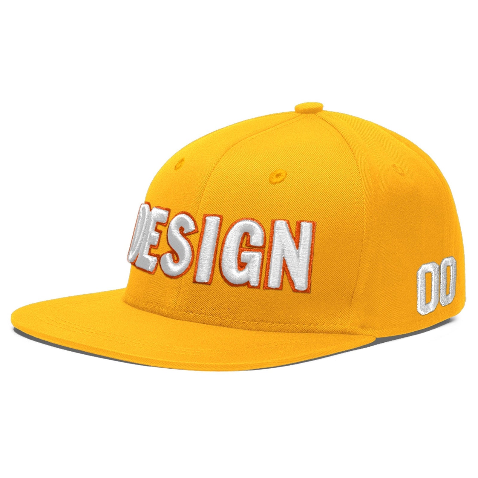Custom Yellow 3D Puff Embroidery Flat Embroidery Casual Sport Baseball Cap