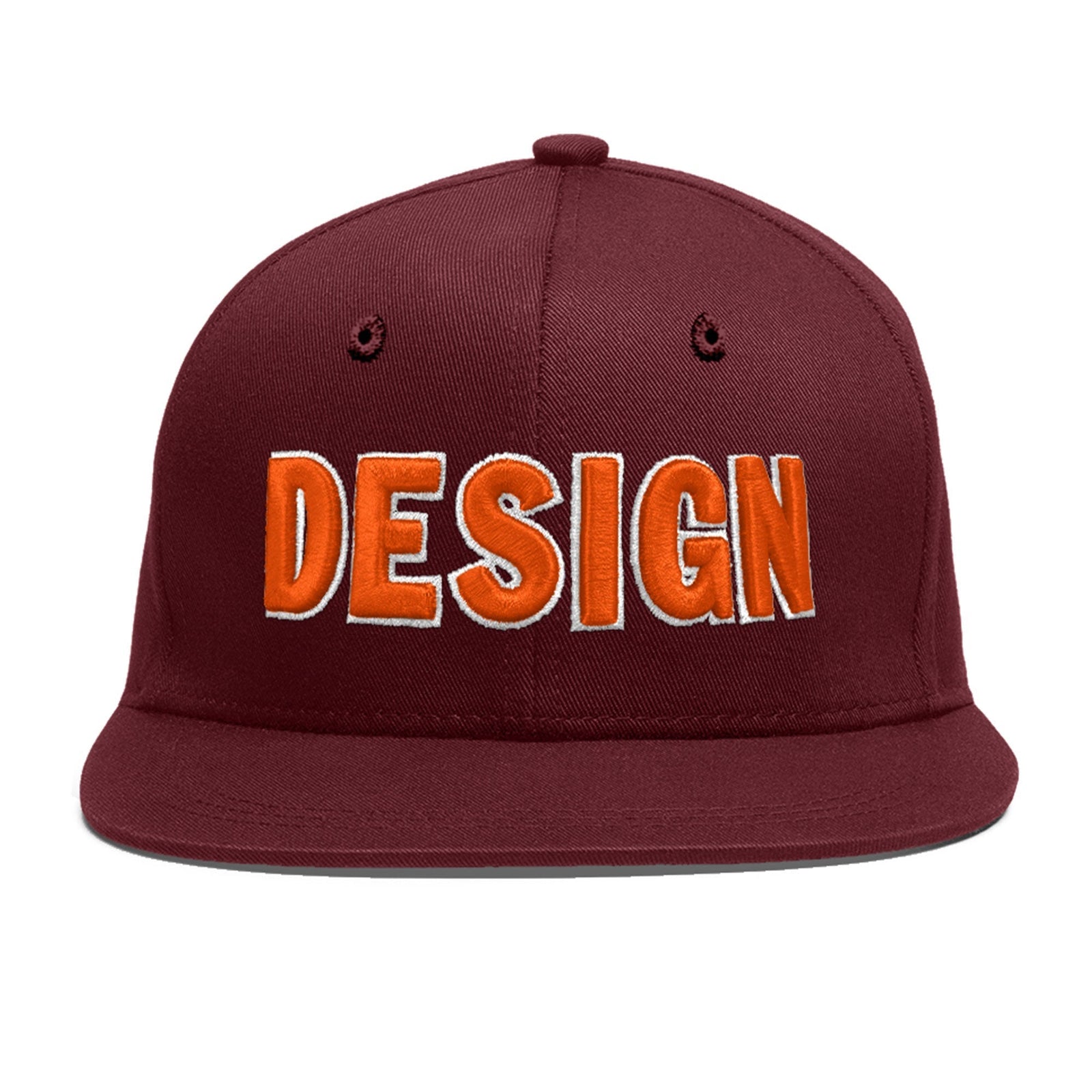 Custom Maroon 3D Puff Embroidery Flat Embroidery Casual Sport Baseball Cap