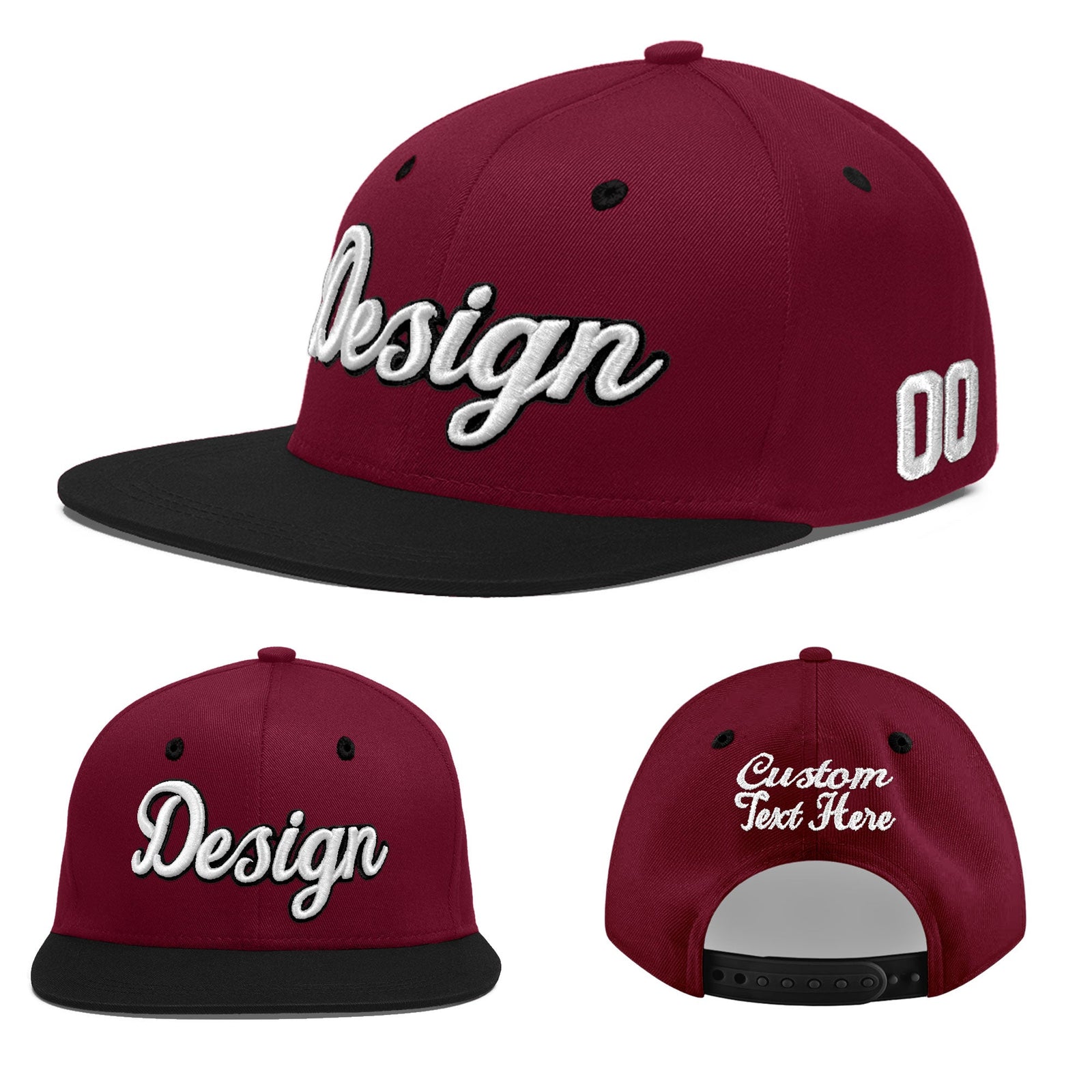 Custom Navy Orange 3D Puff Embroidery Flat Embroidery Casual Sport Baseball Cap