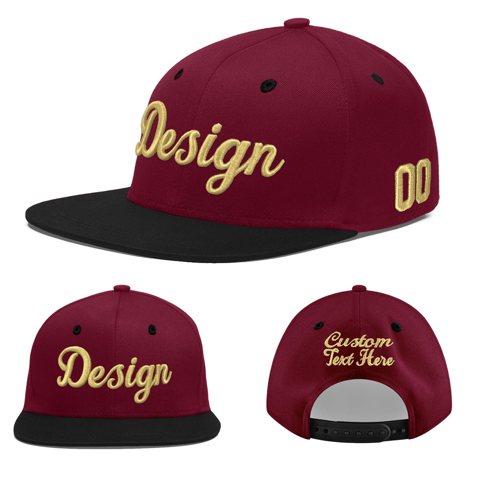 Custom Navy Orange 3D Puff Embroidery Flat Embroidery Casual Sport Baseball Cap