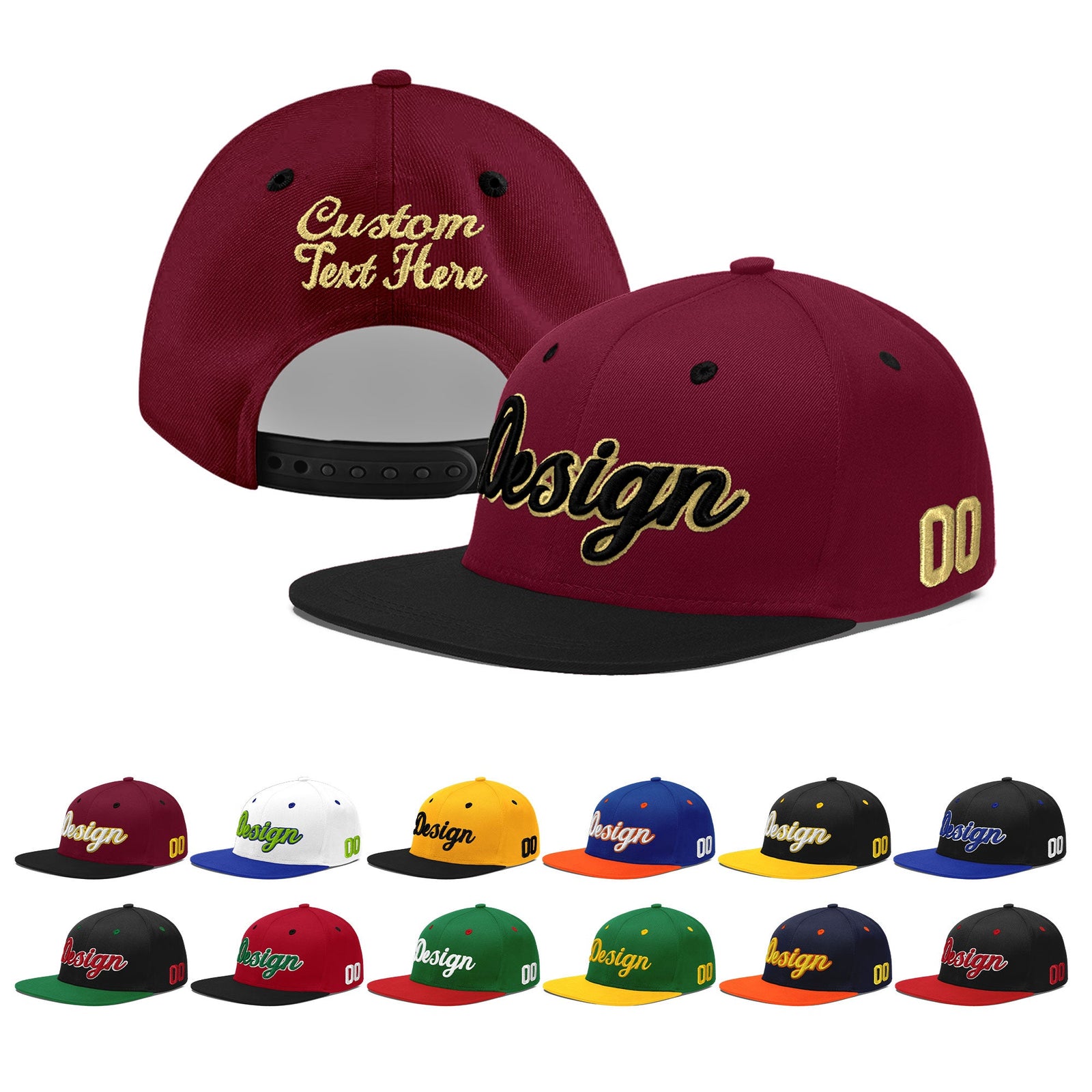 Custom Navy Orange 3D Puff Embroidery Flat Embroidery Casual Sport Baseball Cap