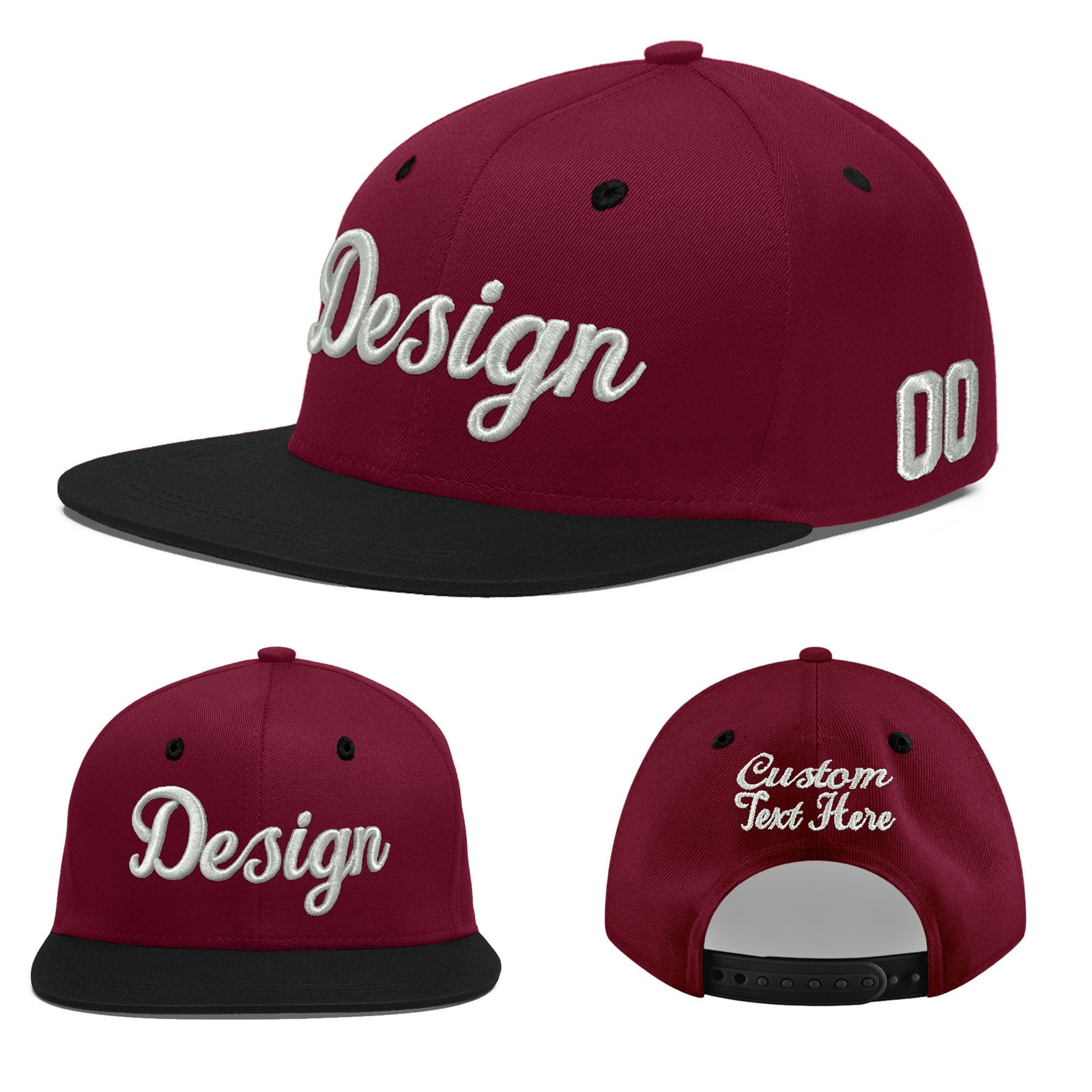 Custom Navy Orange 3D Puff Embroidery Flat Embroidery Casual Sport Baseball Cap