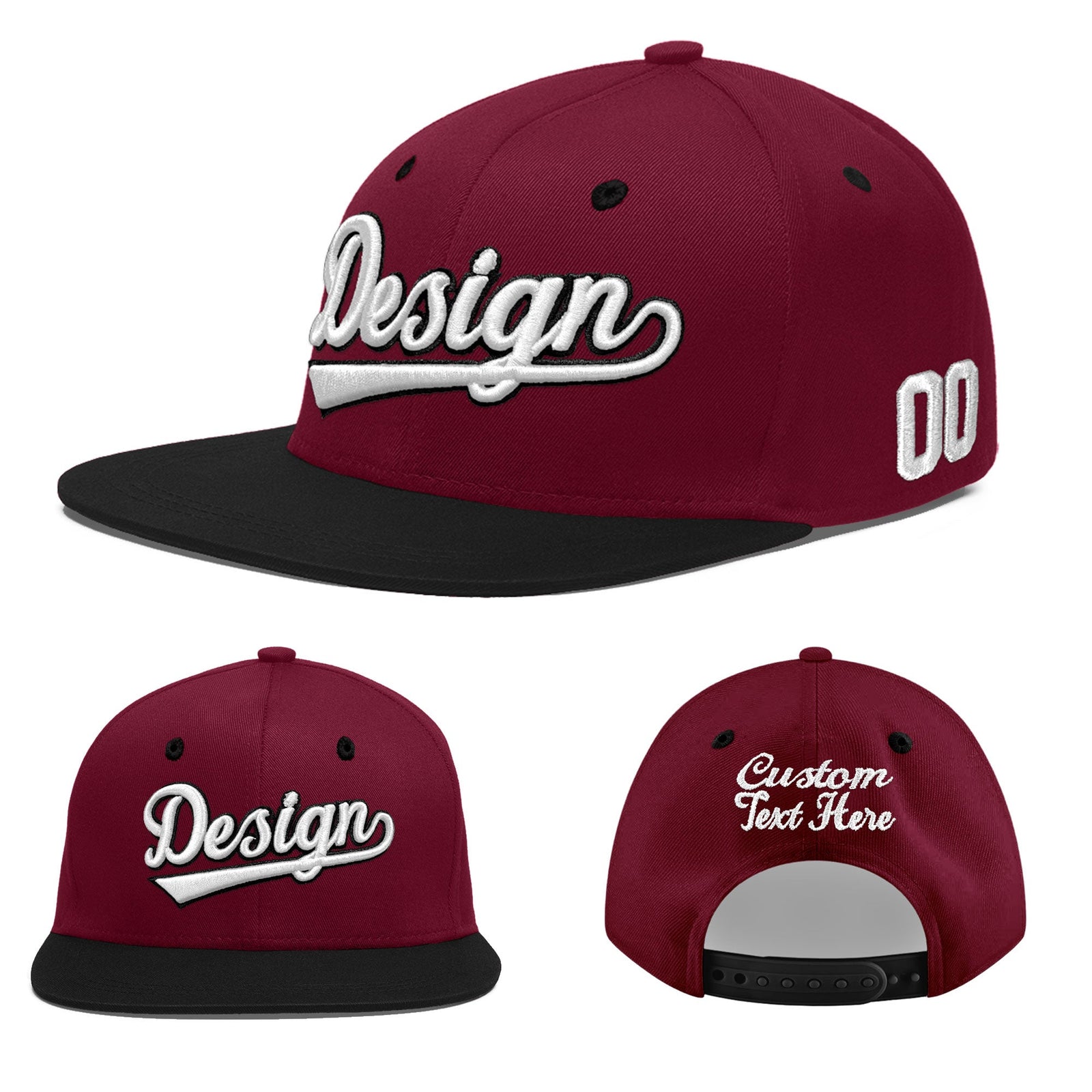 Custom Navy Orange 3D Puff Embroidery Flat Embroidery Casual Sport Baseball Cap