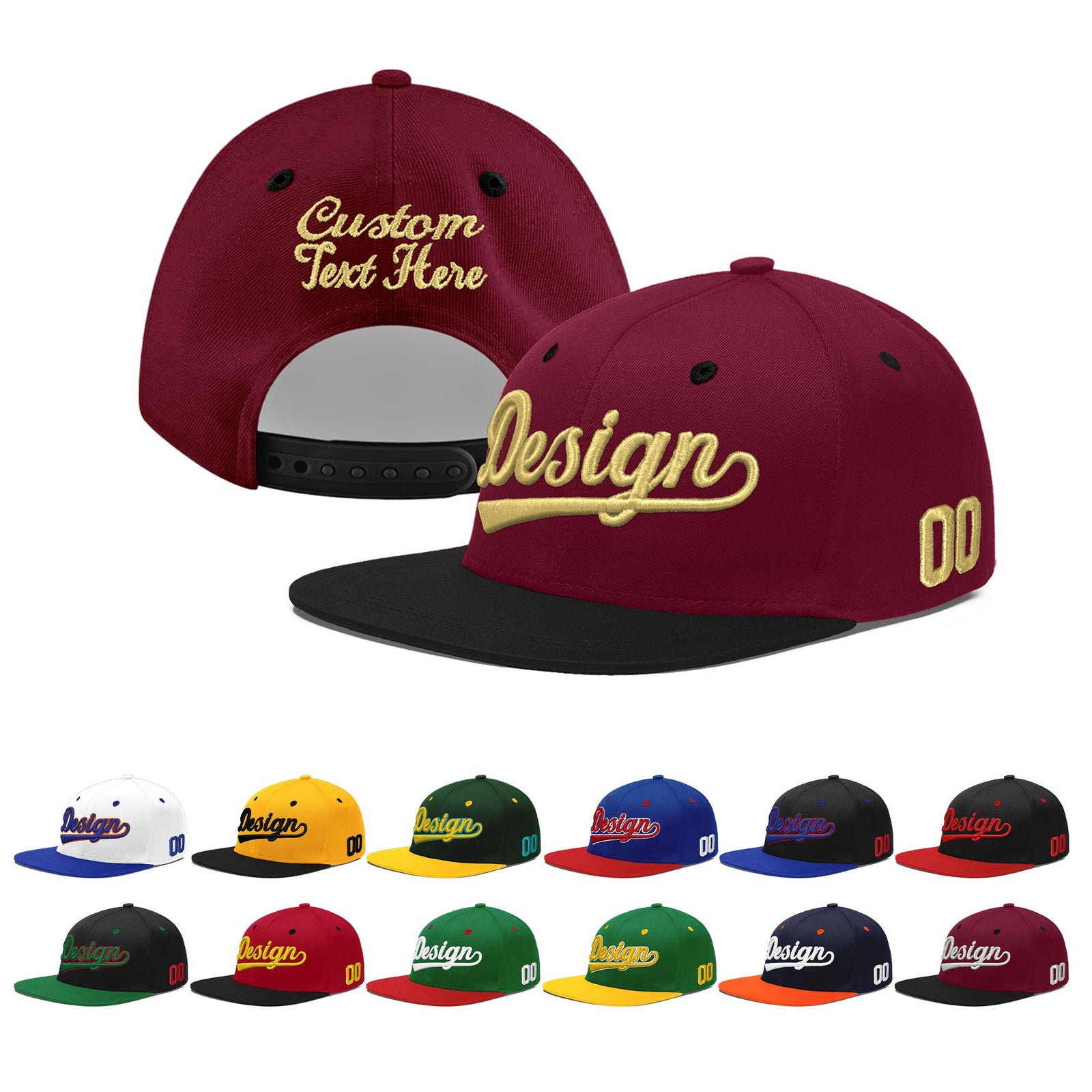Custom Navy Orange 3D Puff Embroidery Flat Embroidery Casual Sport Baseball Cap
