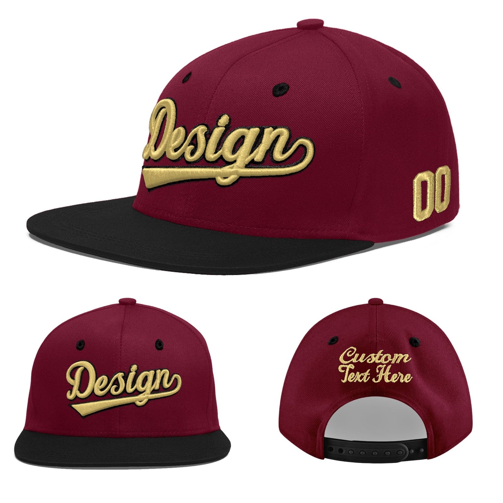 Custom Navy Orange 3D Puff Embroidery Flat Embroidery Casual Sport Baseball Cap