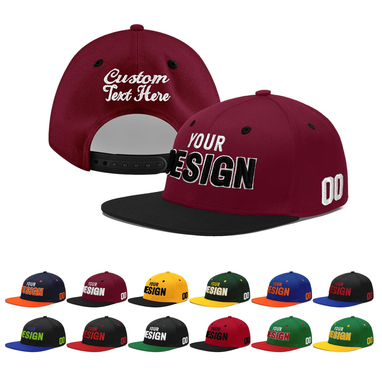 Custom Navy Orange 3D Puff Embroidery Flat Embroidery Casual Sport Baseball Cap