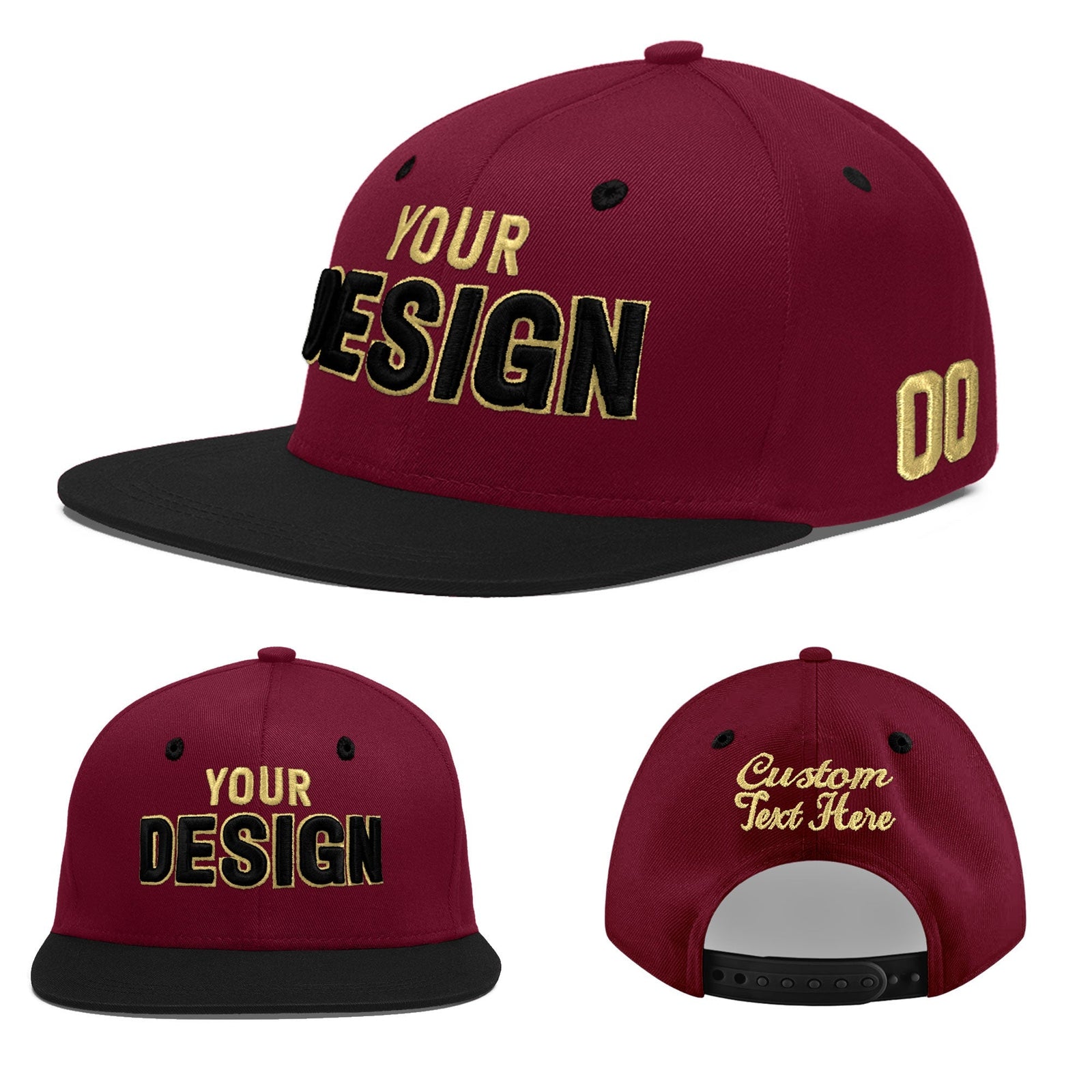Custom Navy Orange 3D Puff Embroidery Flat Embroidery Casual Sport Baseball Cap