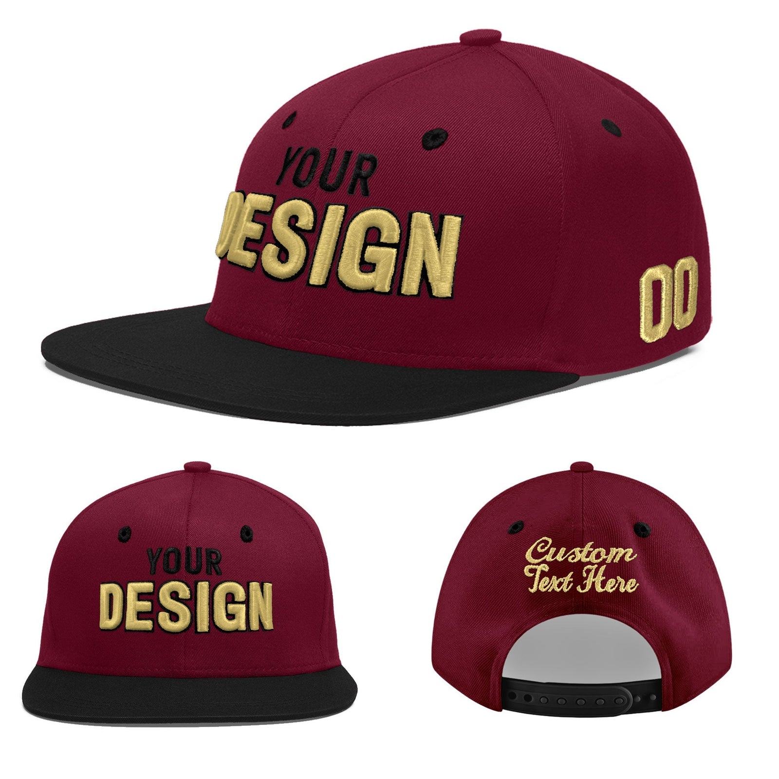 Custom Navy Orange 3D Puff Embroidery Flat Embroidery Casual Sport Baseball Cap