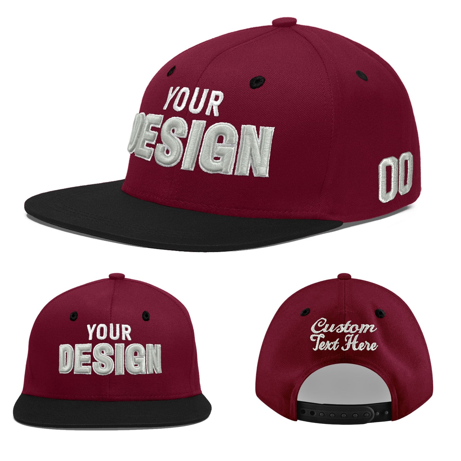 Custom Navy Orange 3D Puff Embroidery Flat Embroidery Casual Sport Baseball Cap