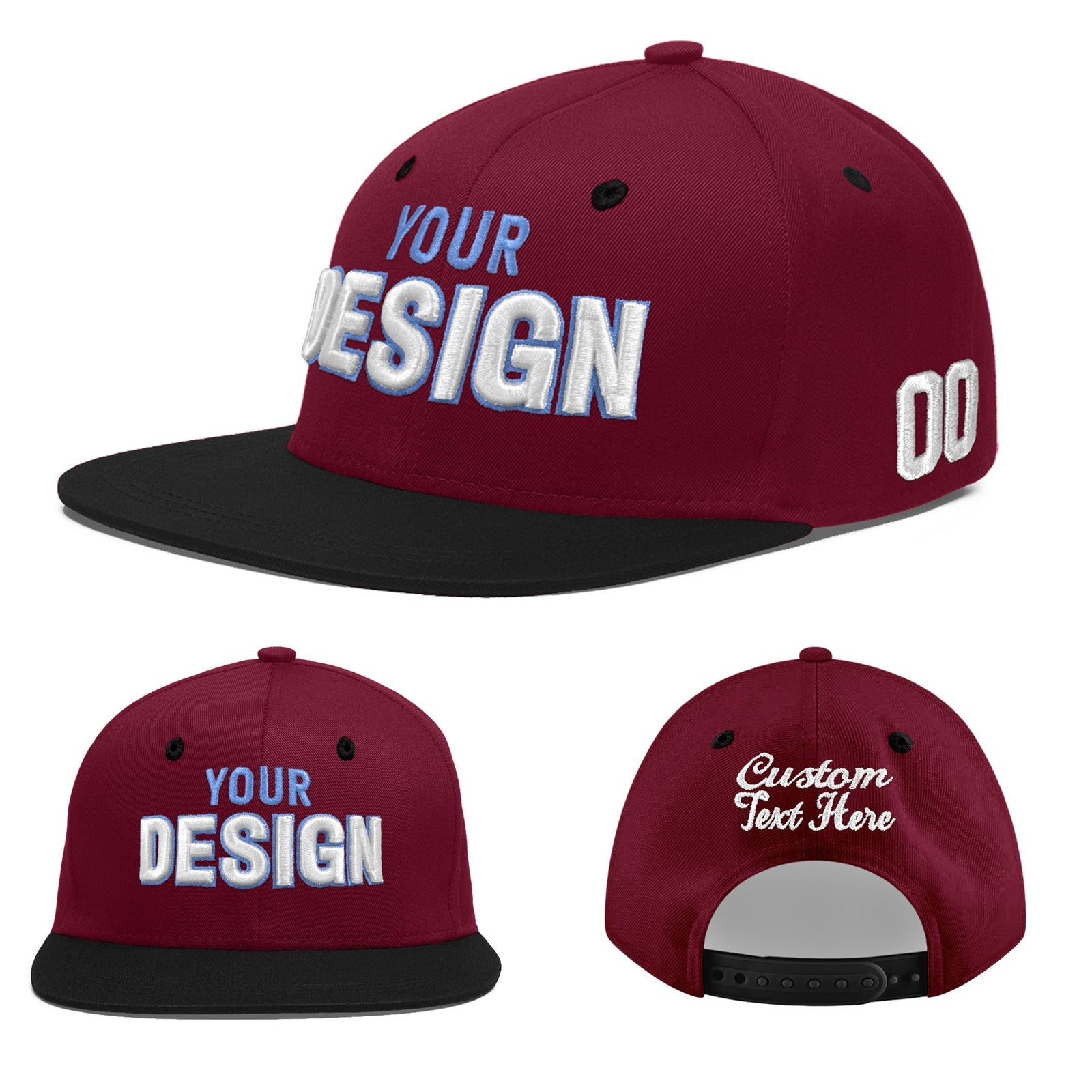 Custom Navy Orange 3D Puff Embroidery Flat Embroidery Casual Sport Baseball Cap