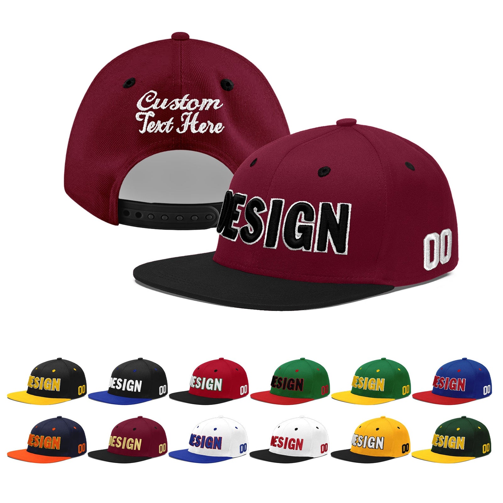 Custom Navy Orange 3D Puff Embroidery Flat Embroidery Casual Sport Baseball Cap