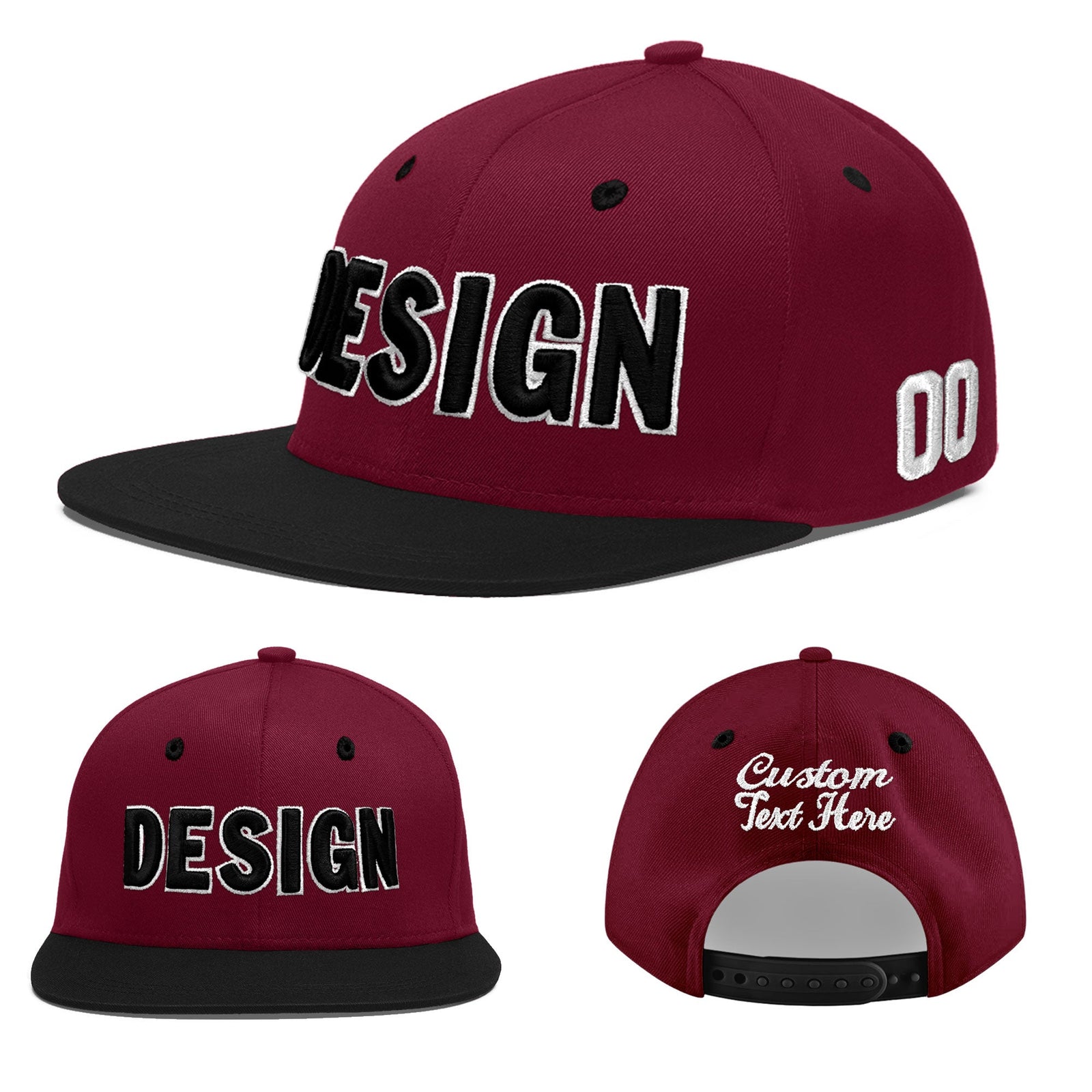 Custom Navy Orange 3D Puff Embroidery Flat Embroidery Casual Sport Baseball Cap