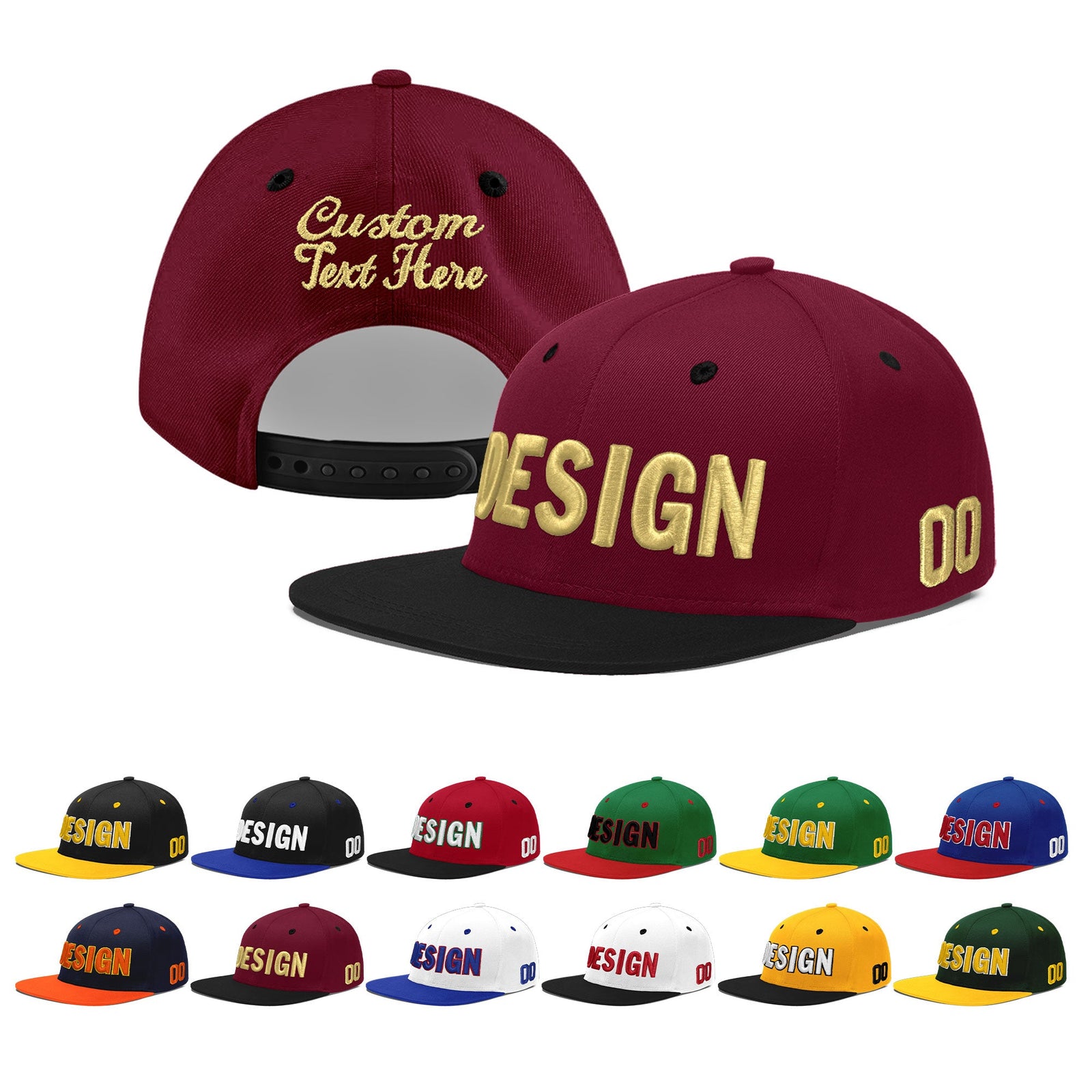 Custom Navy Orange 3D Puff Embroidery Flat Embroidery Casual Sport Baseball Cap