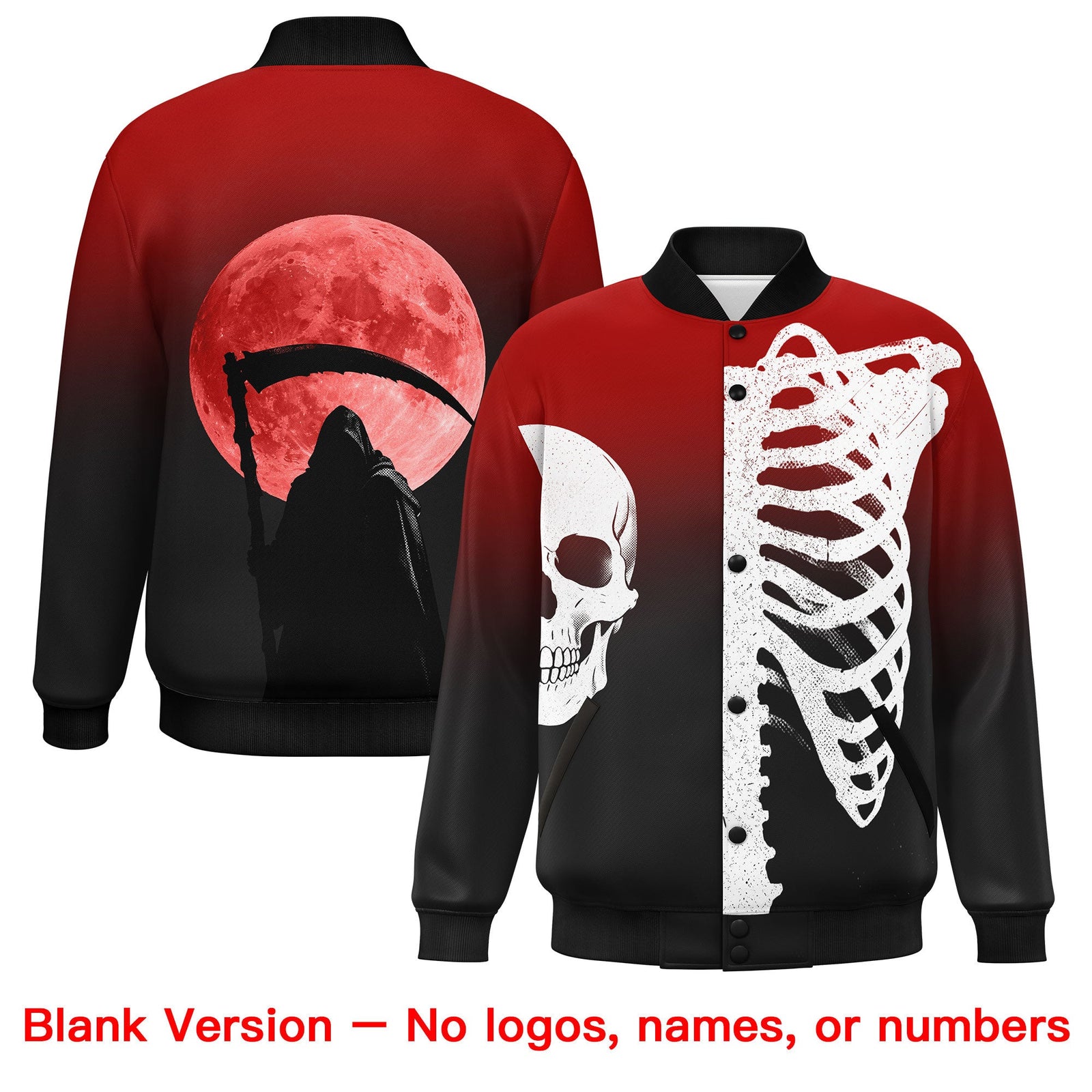 Custom Red Black White skeleton Halloween Graffiti Pattern Moisture-Wicking Jacket| KXKSHOP