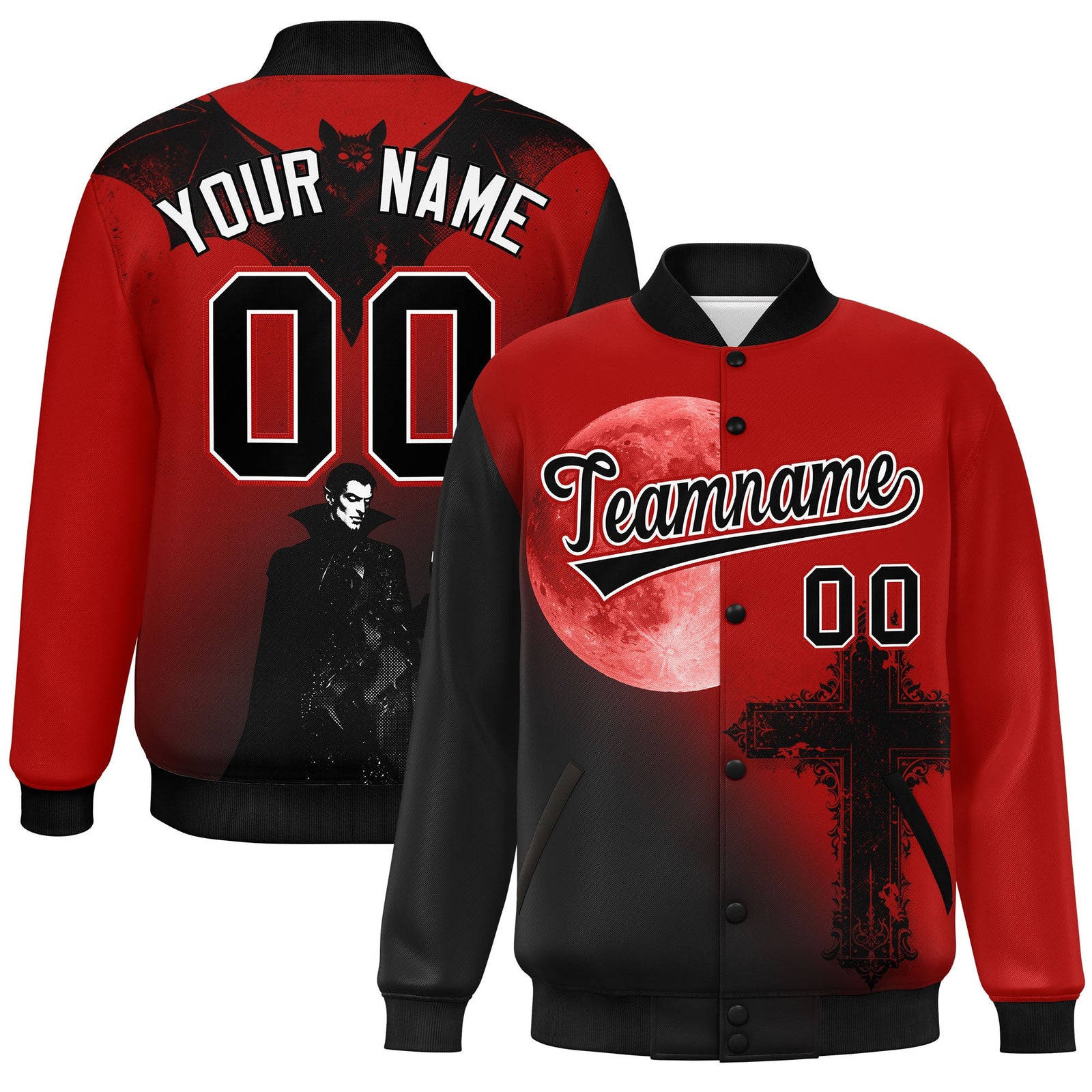 Custom Red Black White skeleton Halloween Graffiti Pattern Moisture-Wicking Jacket| KXKSHOP