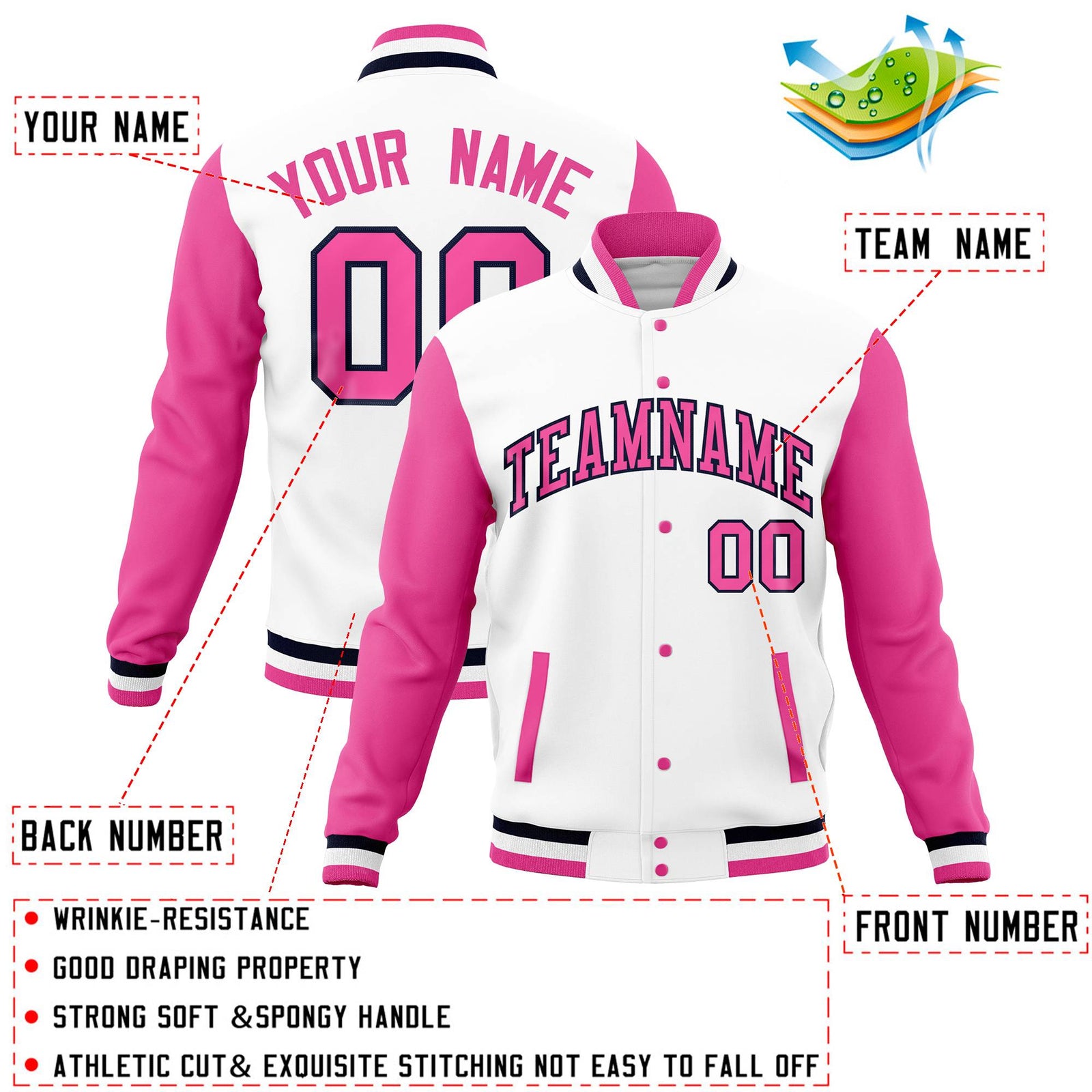 Custom Aqua Light Purple Full-Snap Varsity Raglan Sleeves Letterman Baseball Jacket