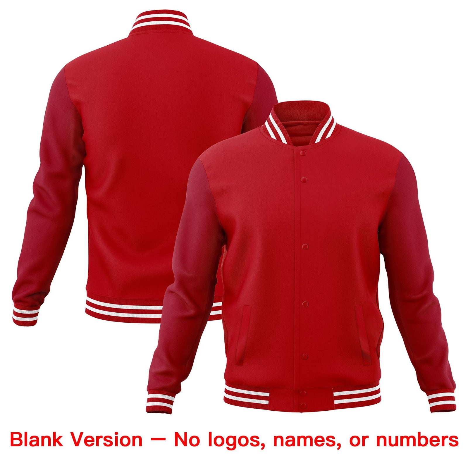 Custom Red White Navy Raglan Sleeves Full-Snap Letterman Cotton Fabric Jacket| KXKSHOP