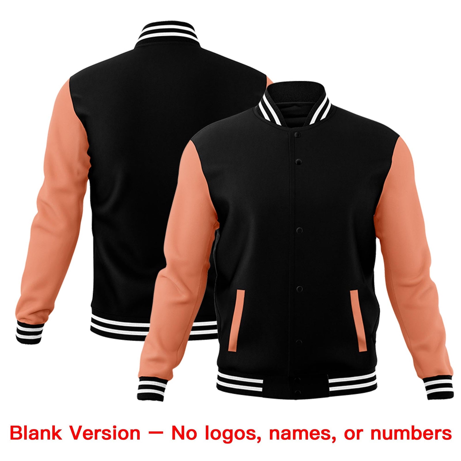 Custom Black Light Orange White Raglan Sleeves Classic Style Letterman Cotton Fabric Jacket| KXKSHOP