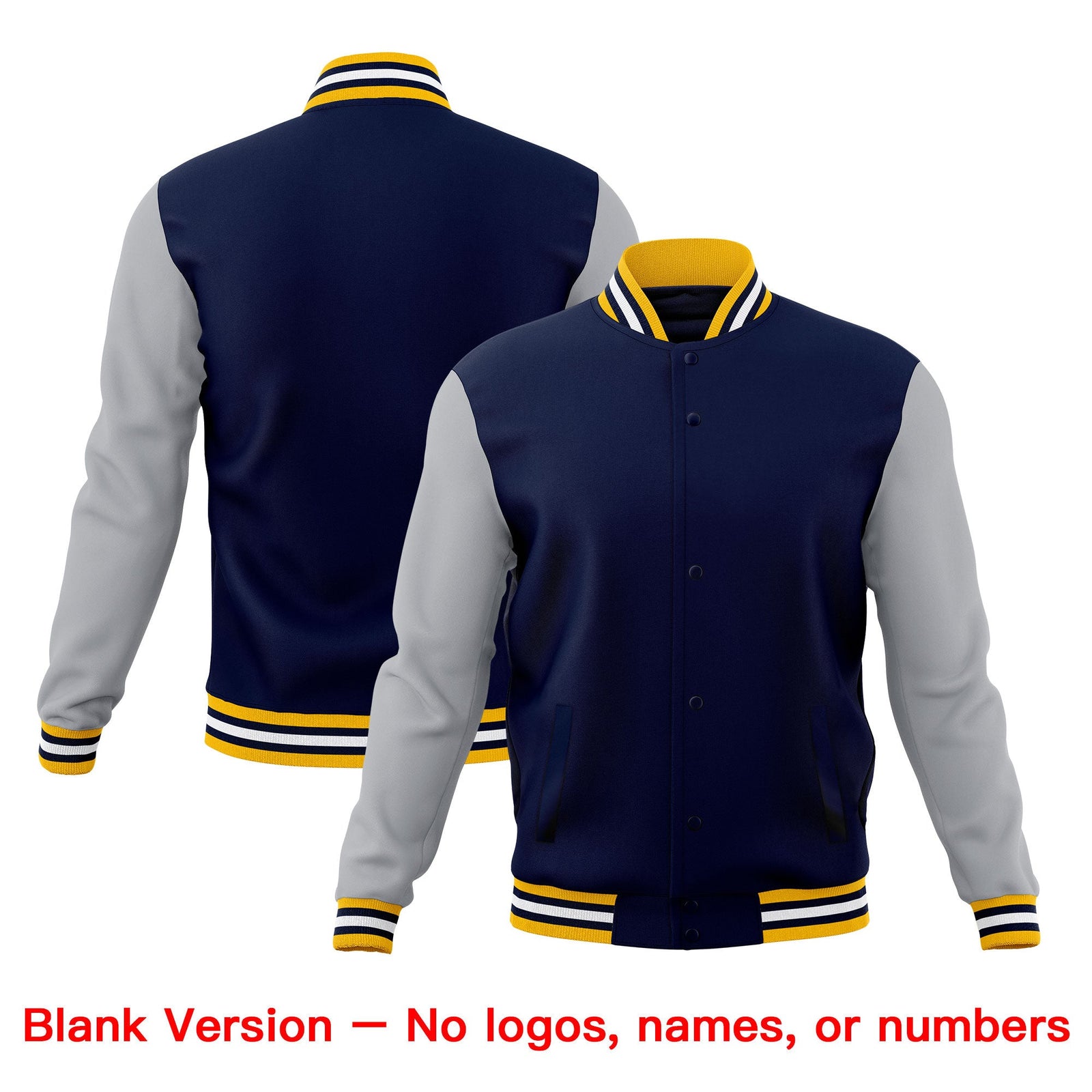 Custom Navy Gold White Classic Style Full-Snap Wrinkle-Resistant Jacket| KXKSHOP