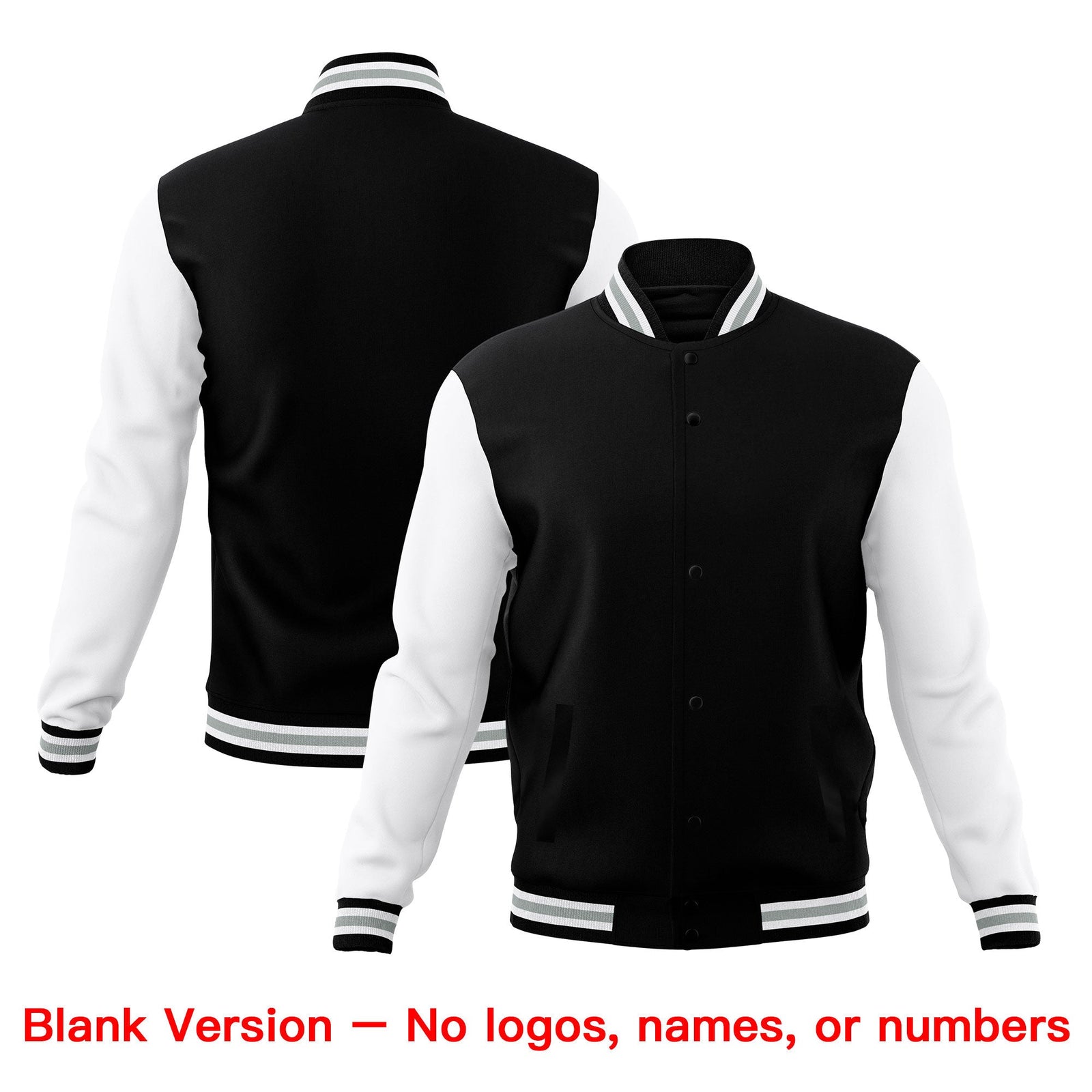 Custom Black White Gray Classic Style Full-Snap Breathable Jacket| KXKSHOP