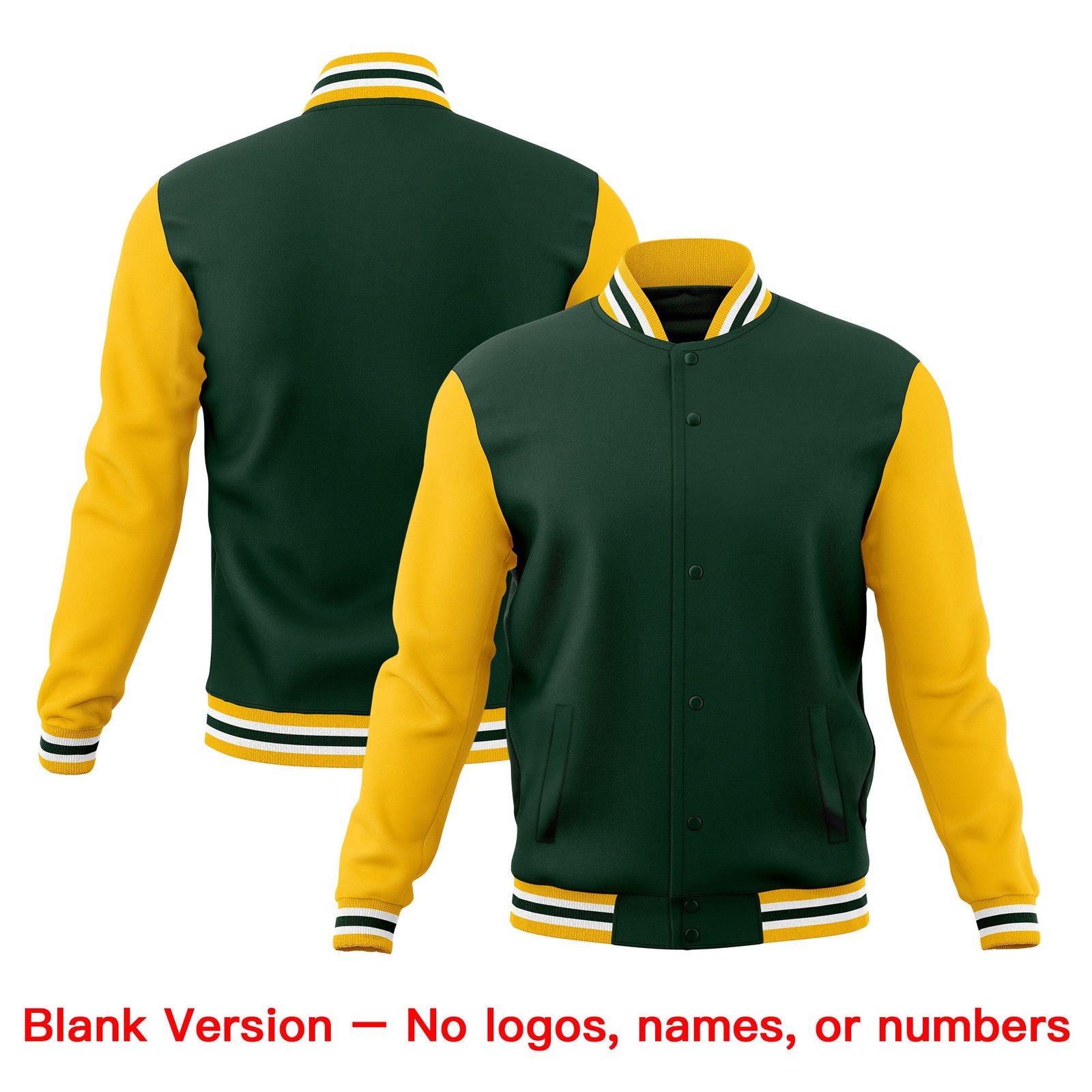Custom Green Gold White Classic Style Full-Snap Wrinkle-Resistant Jacket| KXKSHOP