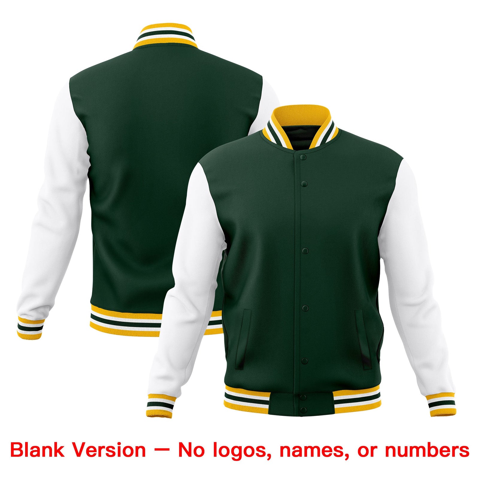 Custom Green Gold White Classic Style Full-Snap Wrinkle-Resistant Jacket| KXKSHOP