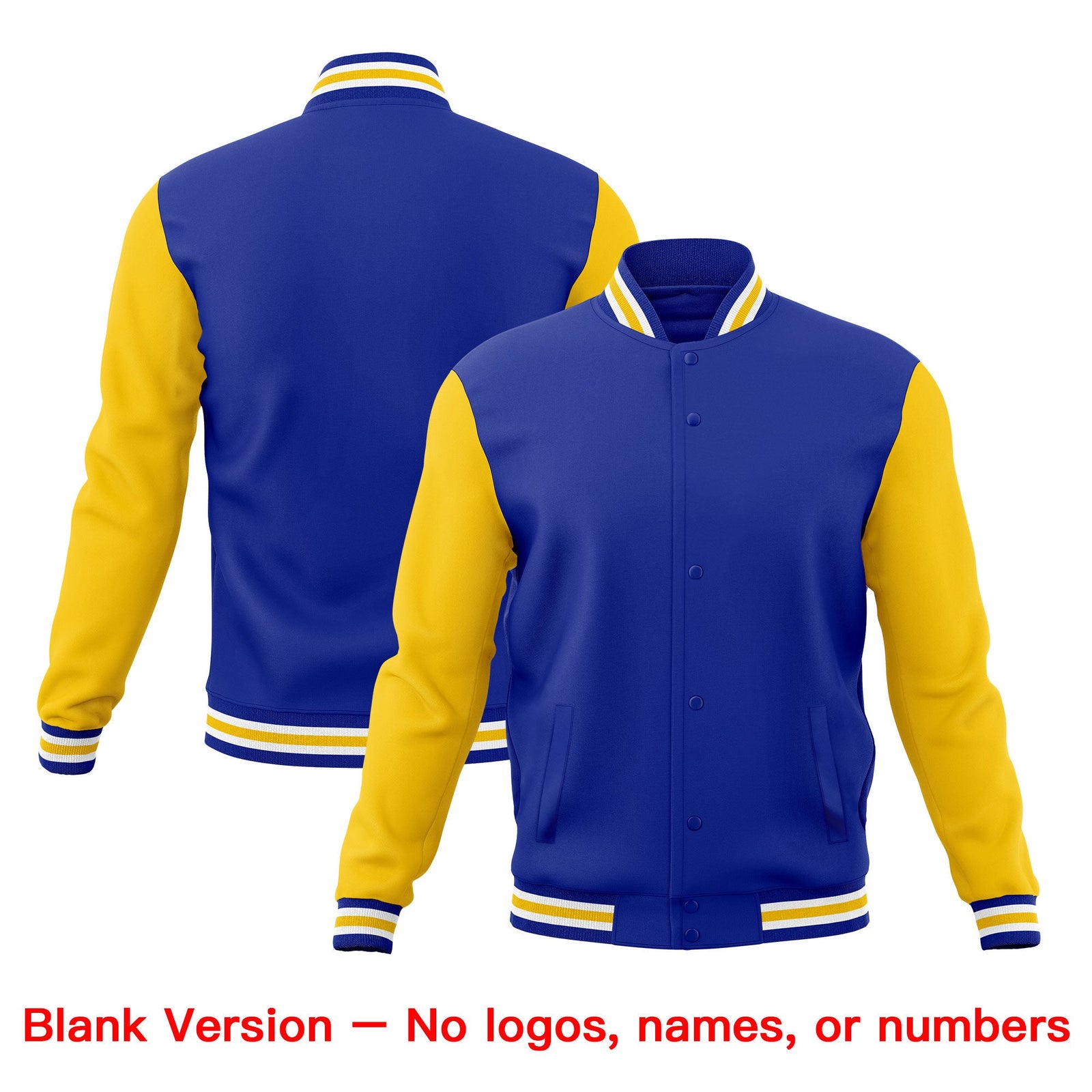 Custom Royal Blue White Gold Classic Style Full-Snap Wrinkle-Resistant Jacket| KXKSHOP