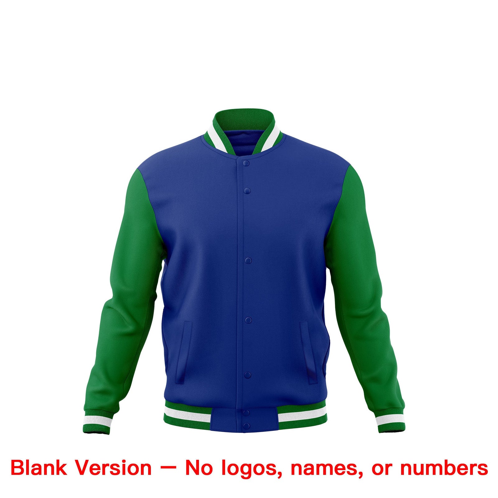Custom Royal Blue Kelly Green White Classic Style Full-Snap Breathable Jacket| KXKSHOP