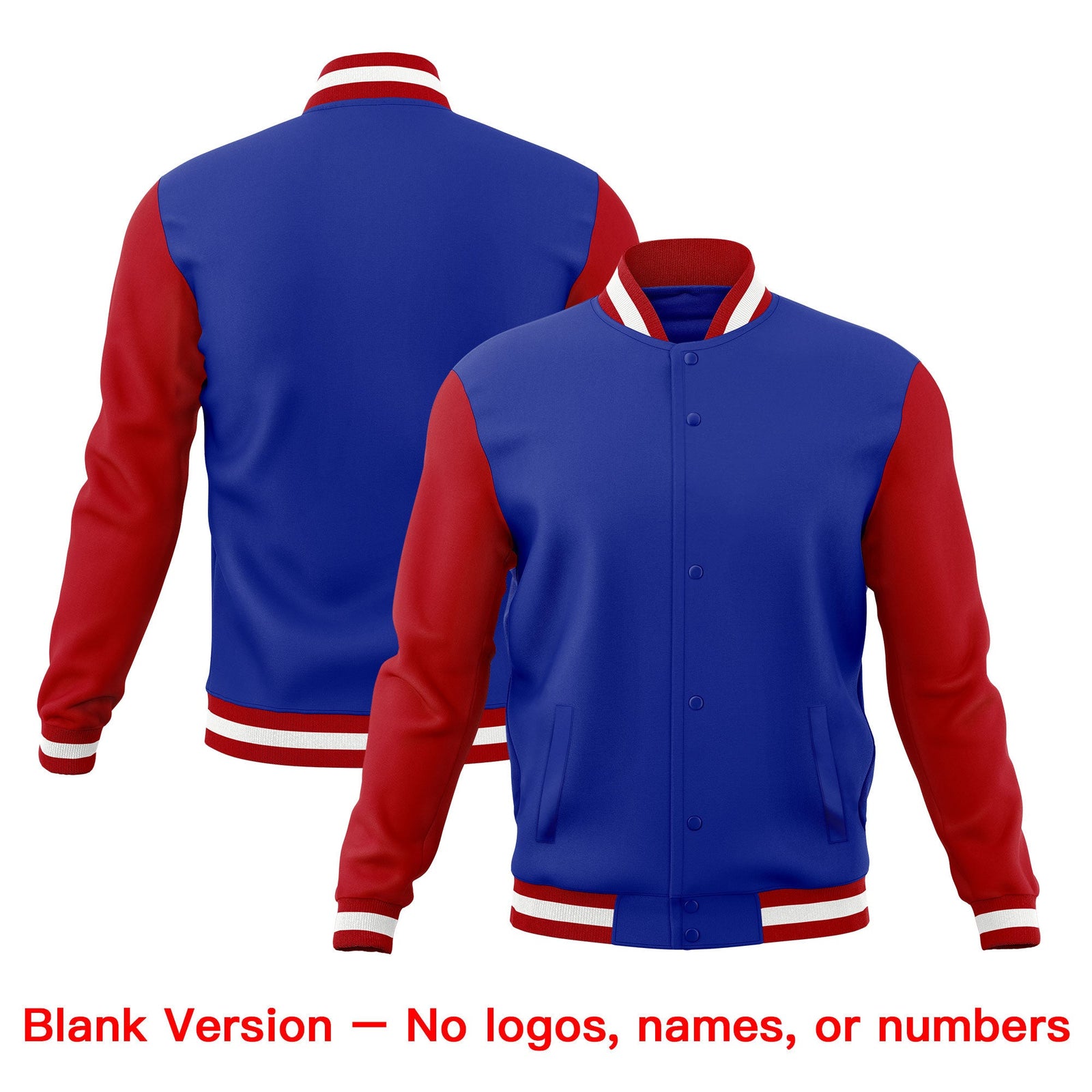 Custom Royal Blue Red White Classic Style Full-Snap Wrinkle-Resistant Jacket| KXKSHOP