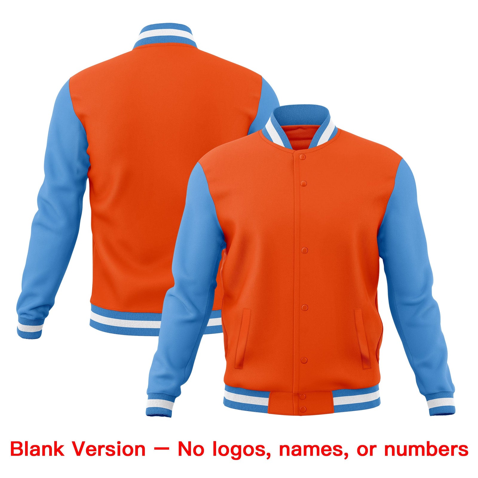 Custom Orange Light Blue White Classic Style Full-Snap Breathable Jacket| KXKSHOP