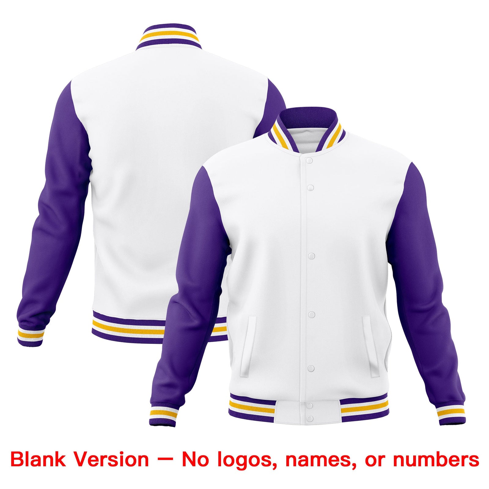 Custom White Purple Gold Classic Style Full-Snap Wrinkle-Resistant Jacket| KXKSHOP