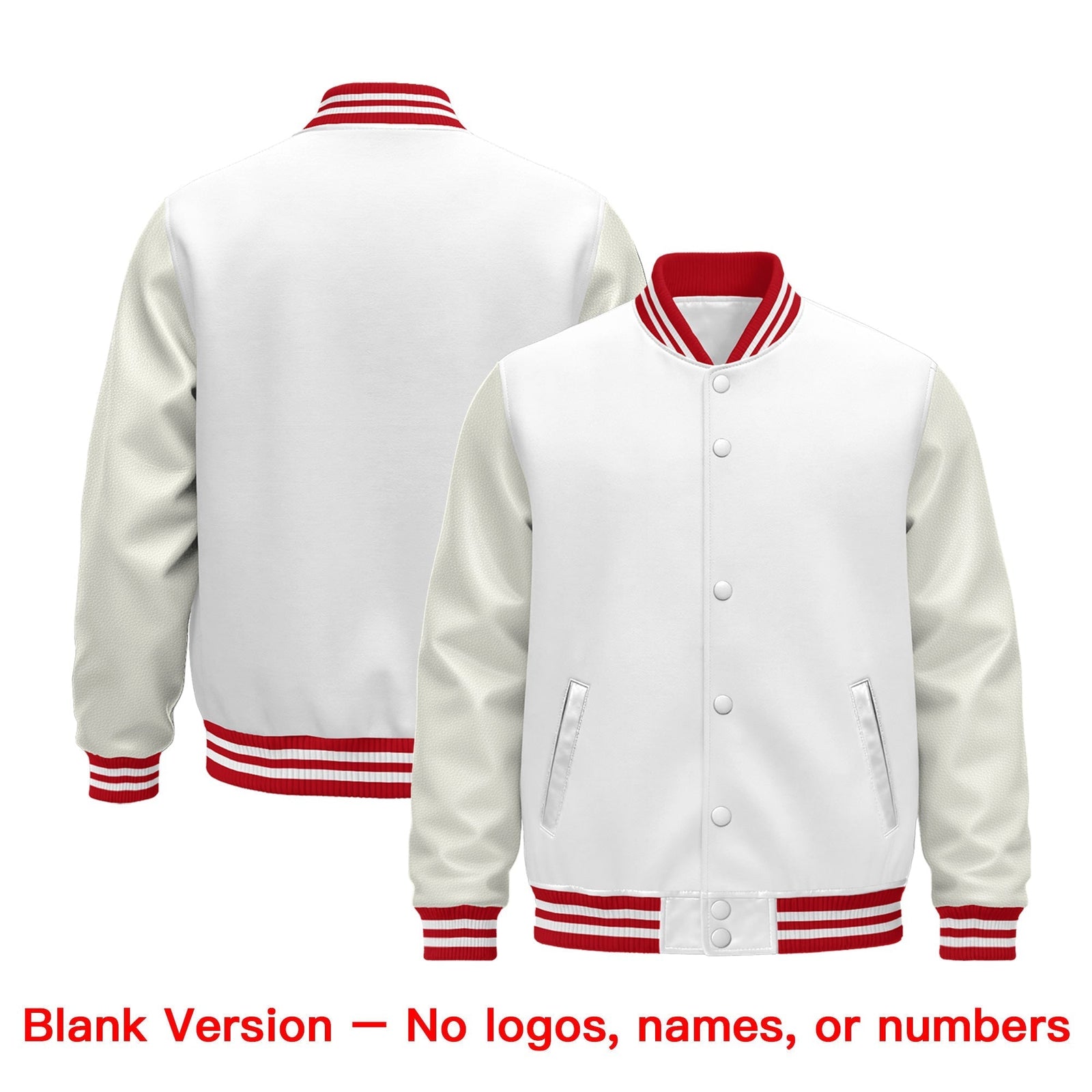 Custom White Red Classic Style Leather Sleeves Wrinkle-Resistant Jacket| KXKSHOP