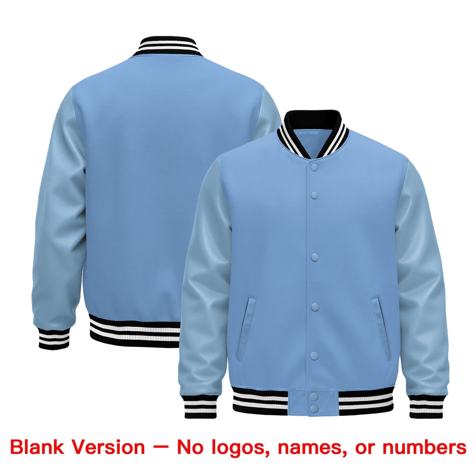 Custom Powder Blue Black White Classic Style Leather Sleeves Wrinkle-Resistant Jacket| KXKSHOP
