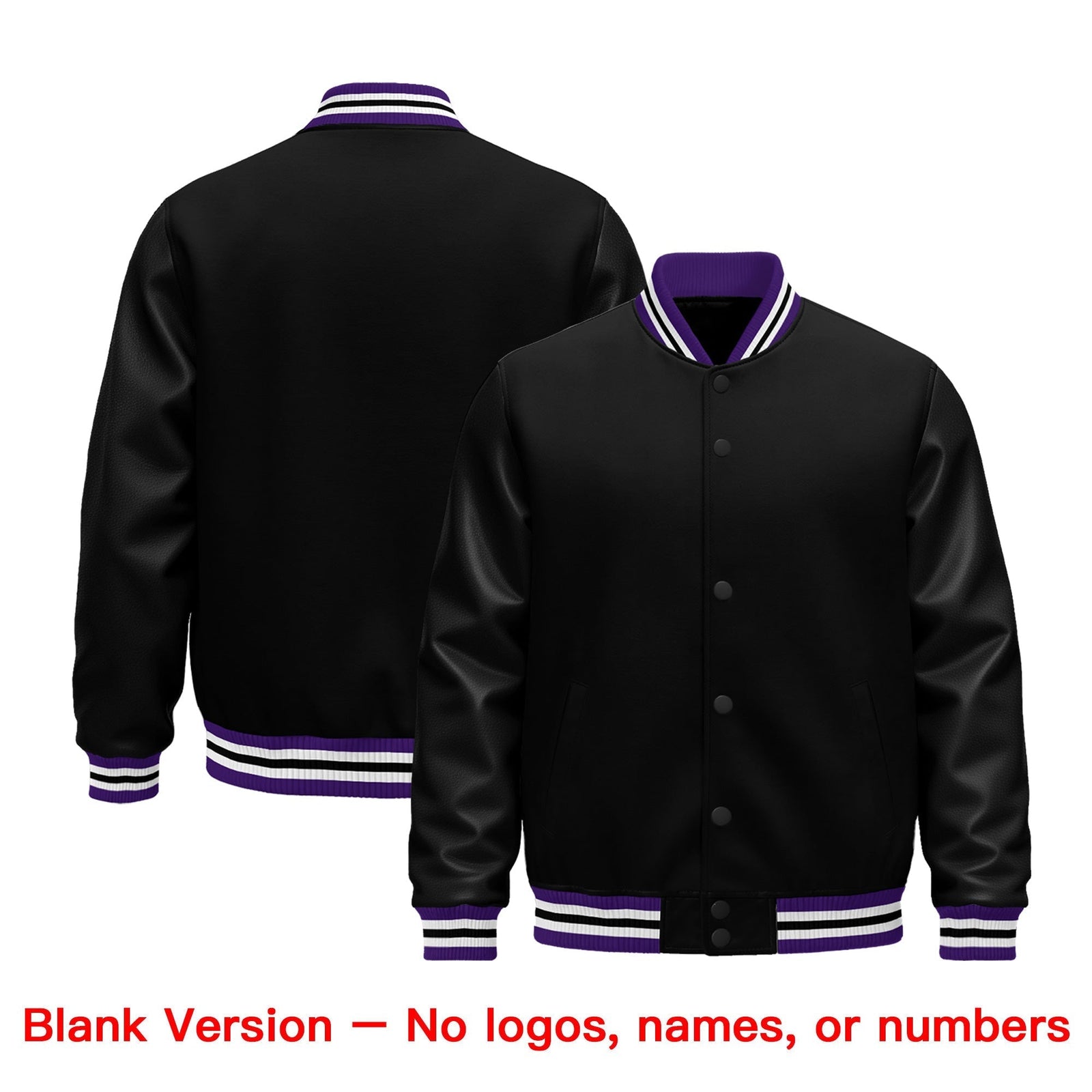 Custom Black Purple White Classic Style Leather Sleeves Wrinkle-Resistant Jacket| KXKSHOP