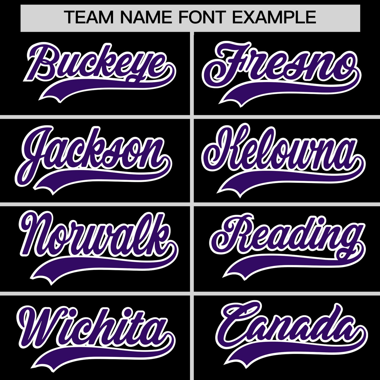 Personalised coach jacket team name lettering and font examples - Style 1 | KXKSHOP