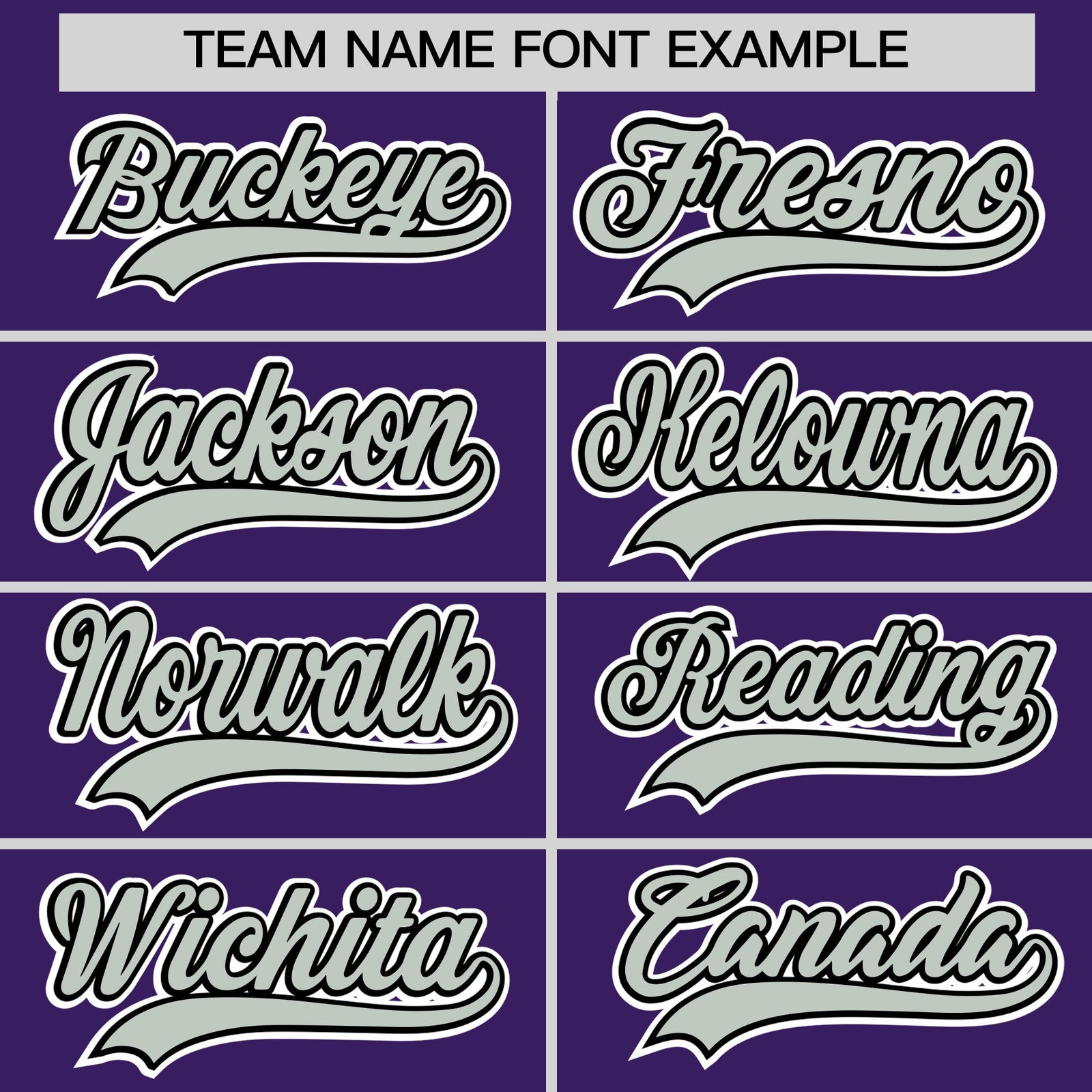 Personalised coach jacket team name lettering and font examples - Style 1 | KXKSHOP