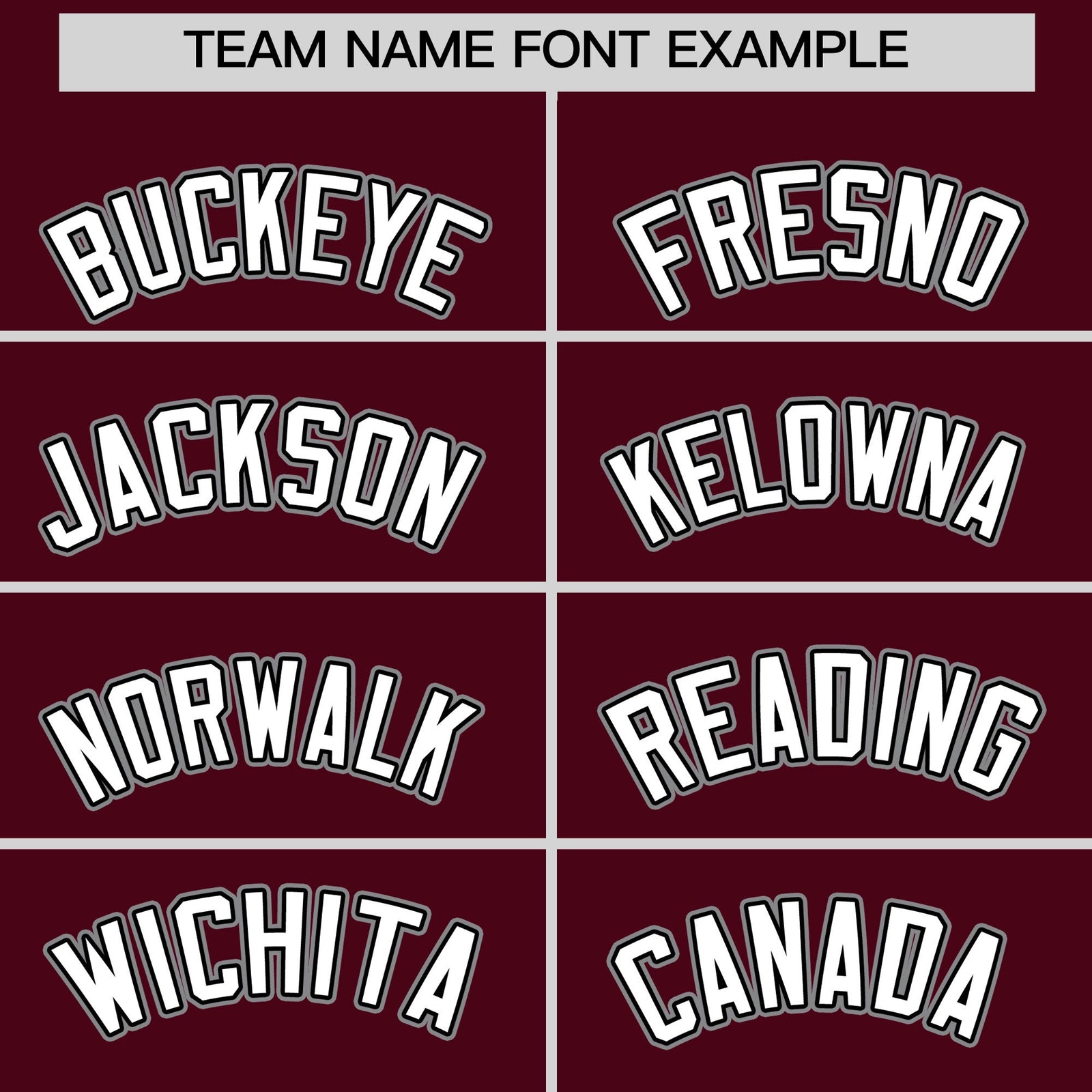 Personalised coach jacket team name lettering and font examples - Style 4 | KXKSHOP