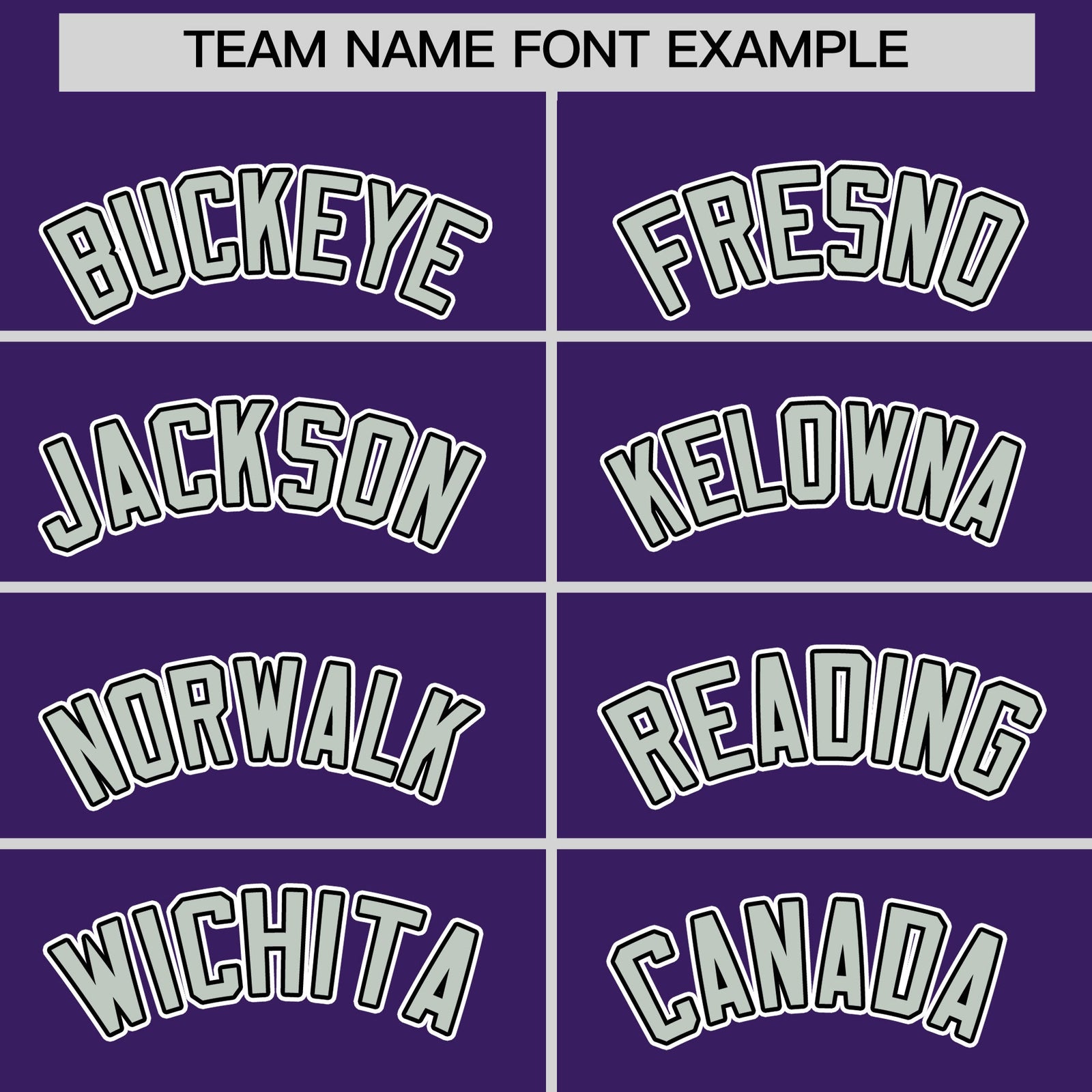 Personalised coach jacket team name lettering and font examples - Style 4 | KXKSHOP